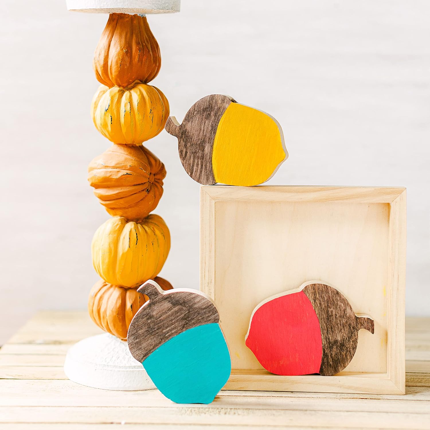 Chunky Wooden Acorns for Crafts 4-inch x 2-3/4-inch, Wood Acorn Fall Shelf Decor, Classroom & Tier Tray Decor, by Woodpeckers
