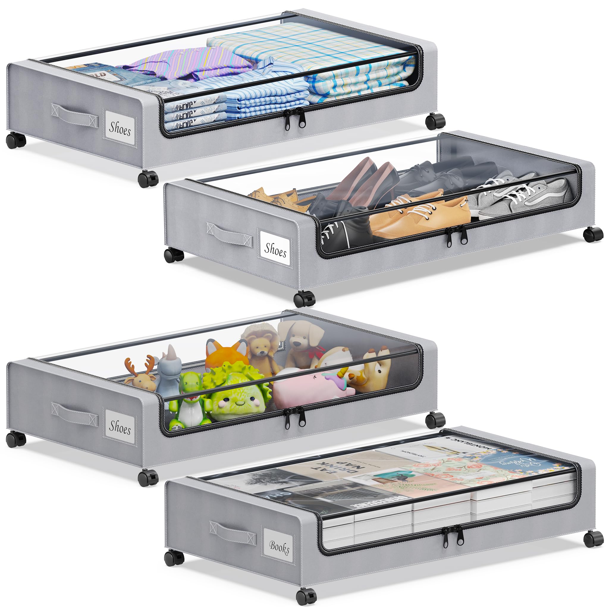 ❀べーしーるBOXです❀ Foukus Under Bed Storage with Wheels, 2 Pack Collapsible