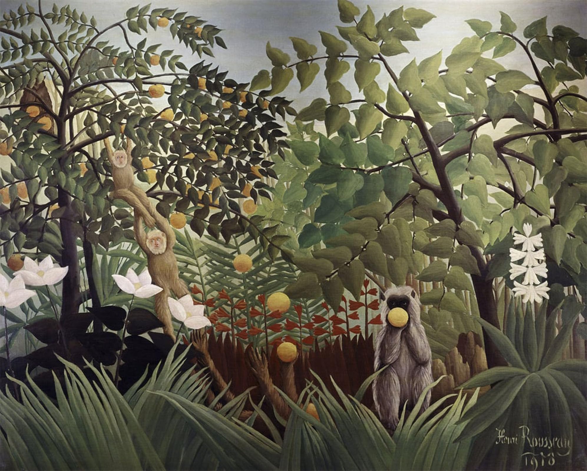 ARTXLXXBN Famous Painting Canvas Artwork Graffiti Print Exotic Landscape by Henri Rousseau Portrait Canvas Image for Home Decor 60x90cm