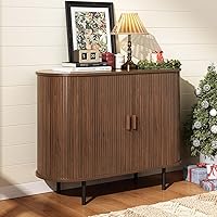 ONBRILL 40" Walnut Sideboard Buffet Cabinet with Sliding Doors & Adjustable Shelves - Modern Storage Console for Kitchen, Entryway, Dining Room