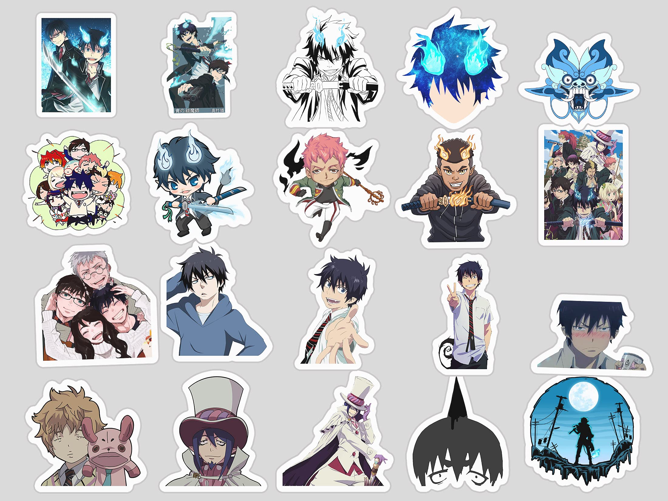 Amazon.com: Blue Exorcist Rin Okumura with Friend Sticker for Phone,  Laptop, Skateboard, Car Pack 20 Pcs Size 3" : Electronics