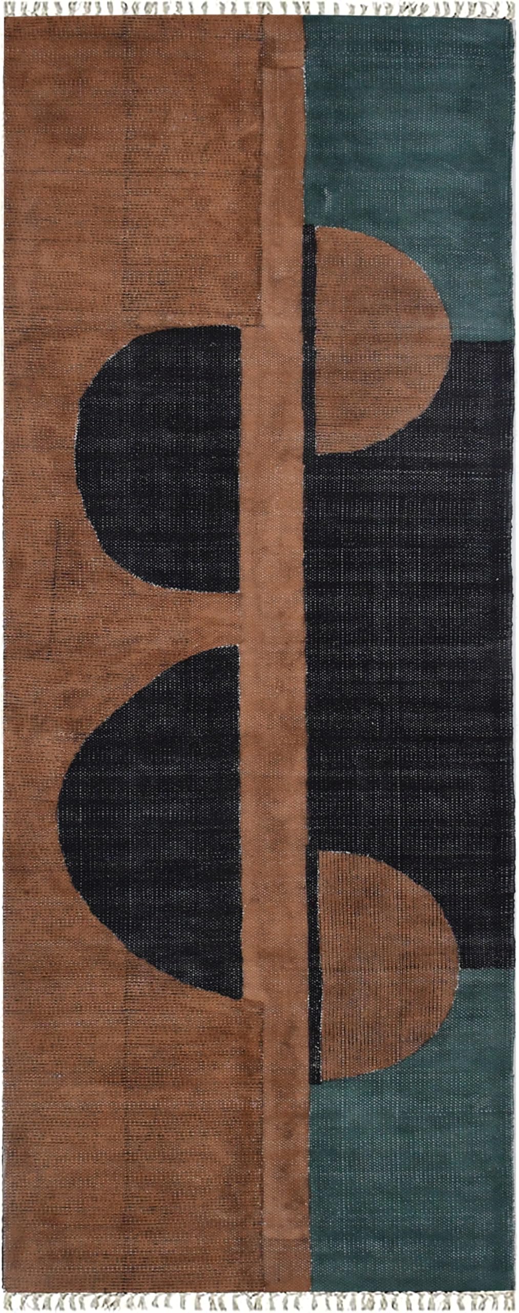 Area Rug Collection Baumwoll-Läufer, 122 x 30 cm, Schwarz und Braun, Halbmond-Designer-Baumwoll-Teppich für Schlafzimmer, Eingang, Haustür, Läufer für Bauernhaus, Küche, Waschküche