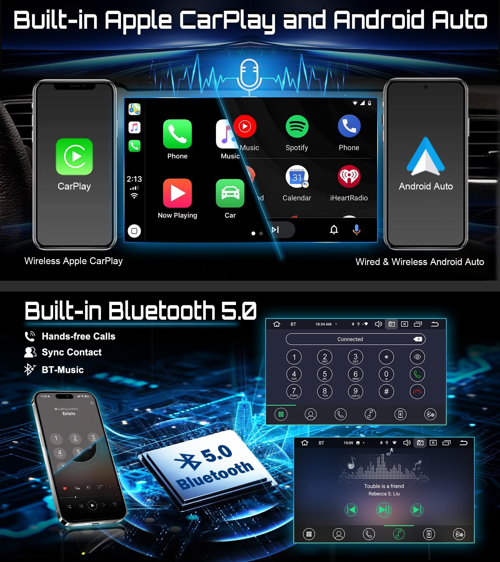 Erisin 4GB+64GB Android 16 2 DIN Autoradio Bluetooth per Fiat Punto Linea