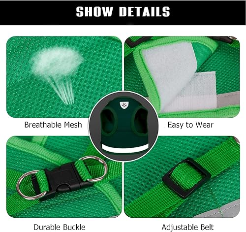 Miniatura 3 de FEimaX Juego de arnés y correa para perro, malla suave, ajustable, fácil de controlar, chaleco ligero para gatos con tiras reflectantes, a prueba de