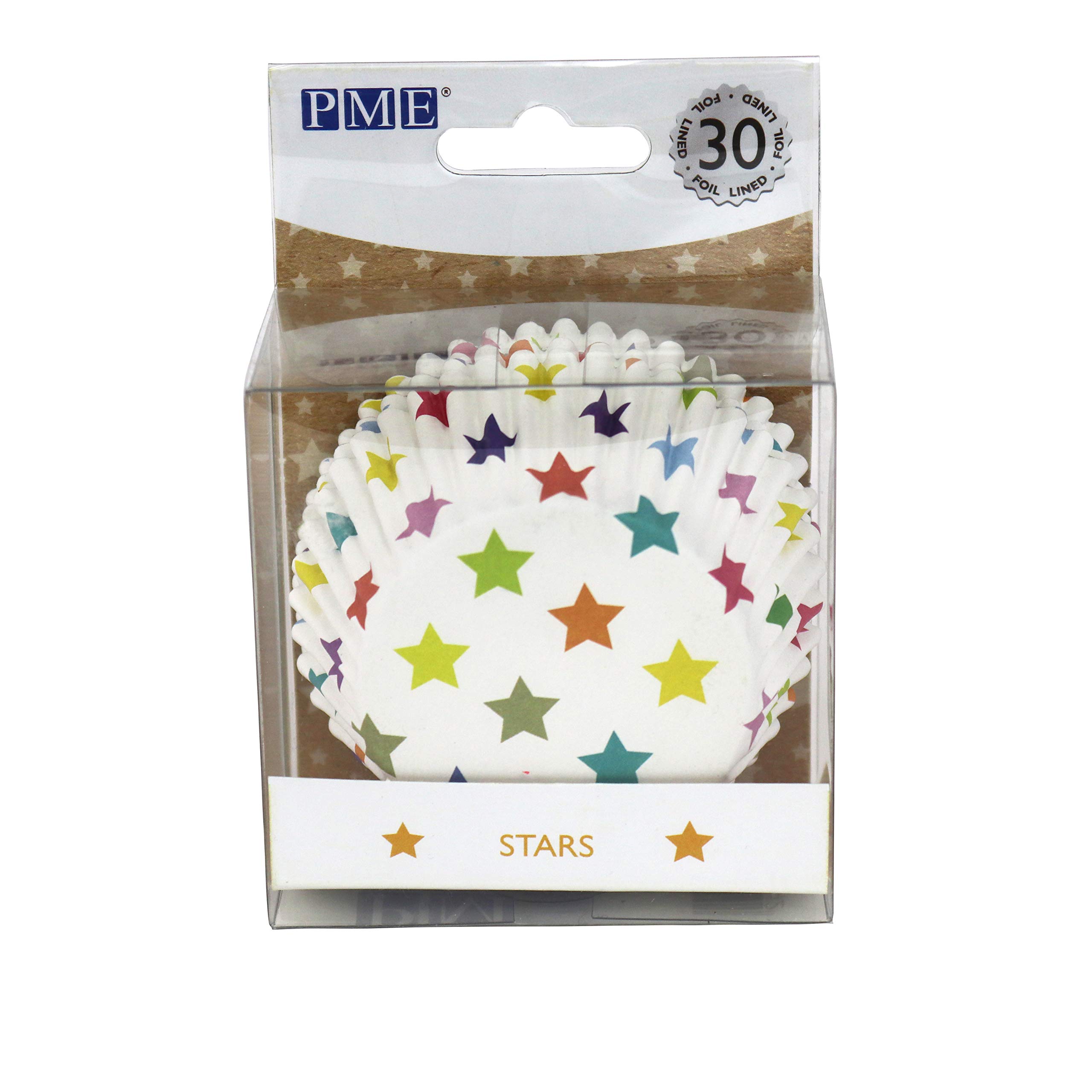 PME BC826 Stars Cupcake Cases, Foil Lined, Pk/30, Paper, Metallic