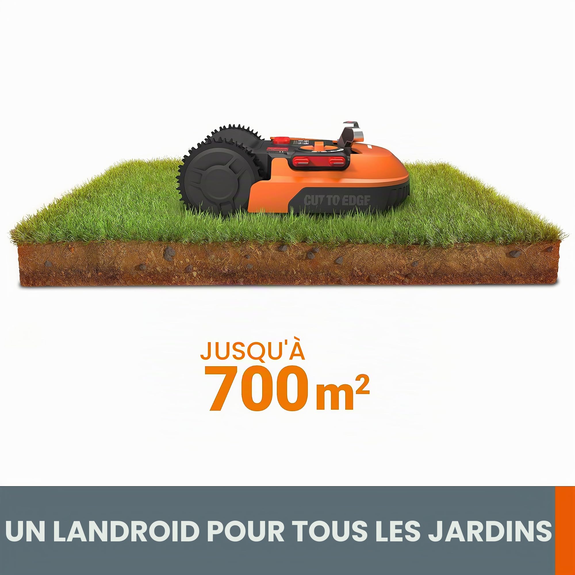 WORX - Robot Tondeuse Connecté LANDROID - WR167E - jusqu'à 700m² & Bobine de câble périphérique - 200 mètres - WA0177