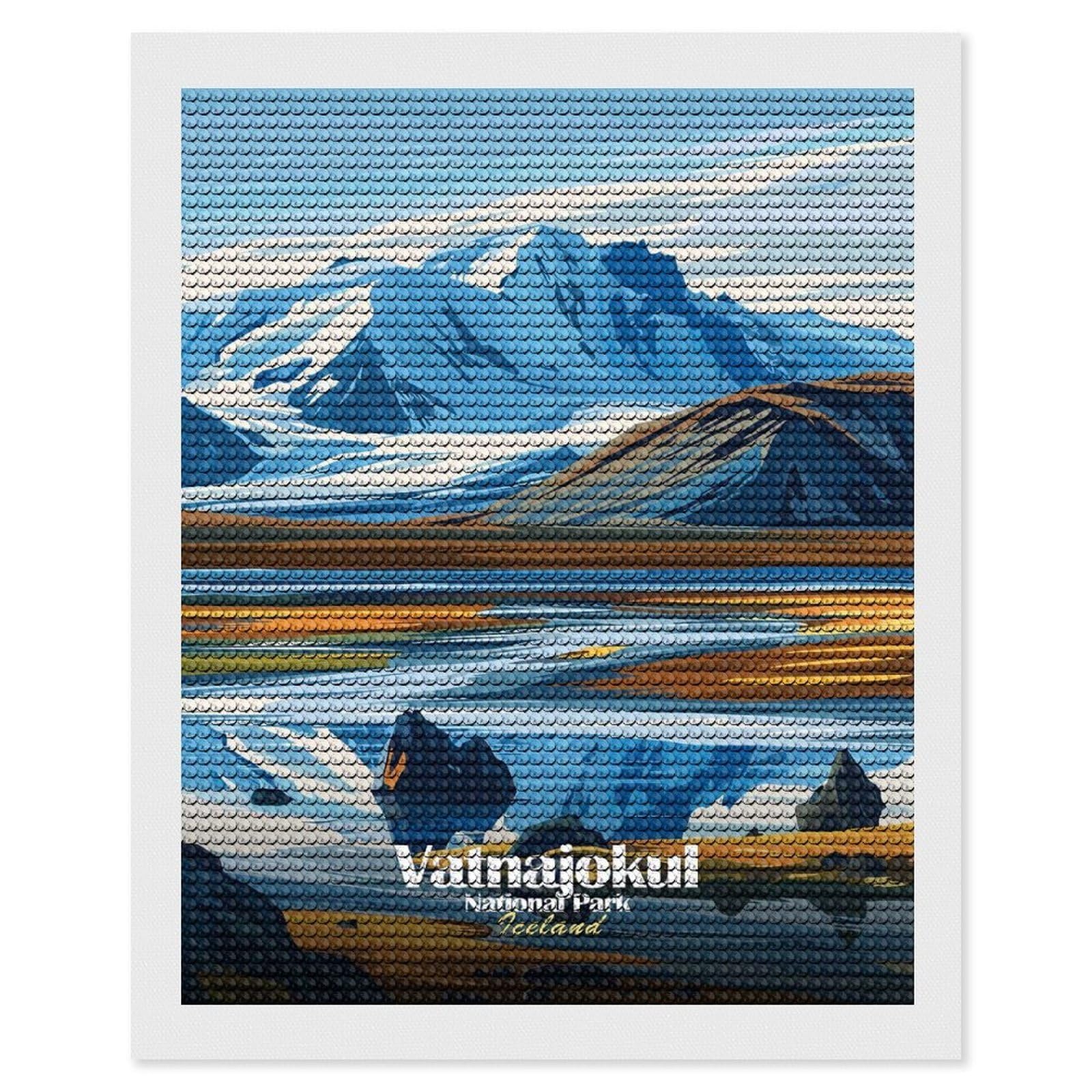 Junmoney Vatnajokull National Park Iceland Diamond Painting Set 16"x20", for Beginners, Modern Decor, Simple to Start, Gift Idea, Pleasing Wall Art Project