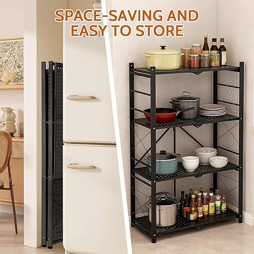 Miniatura 7 de Estante plegable para invernadero de 4 niveles, estante de almacenamiento de acero resistente y soporte para plantas, unidad de estantería sin