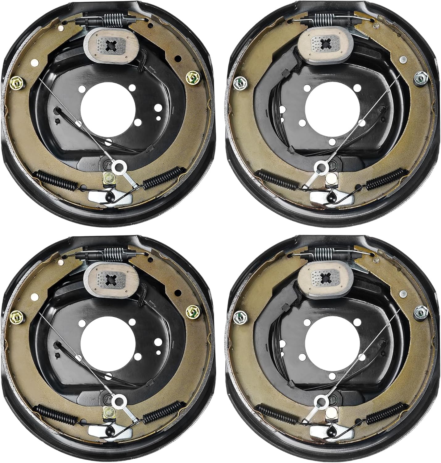 VEVOR Electric Trailer Brake Assembly, 12" x 2", 2 Pairs Self-Adjusting Electric Brakes Kit for 7000 lbs Axle, 5-Hole Mounting, Backing Plates for Braking System Part Replacement (2 Right + 2 Left) 2 Pairs Brakes