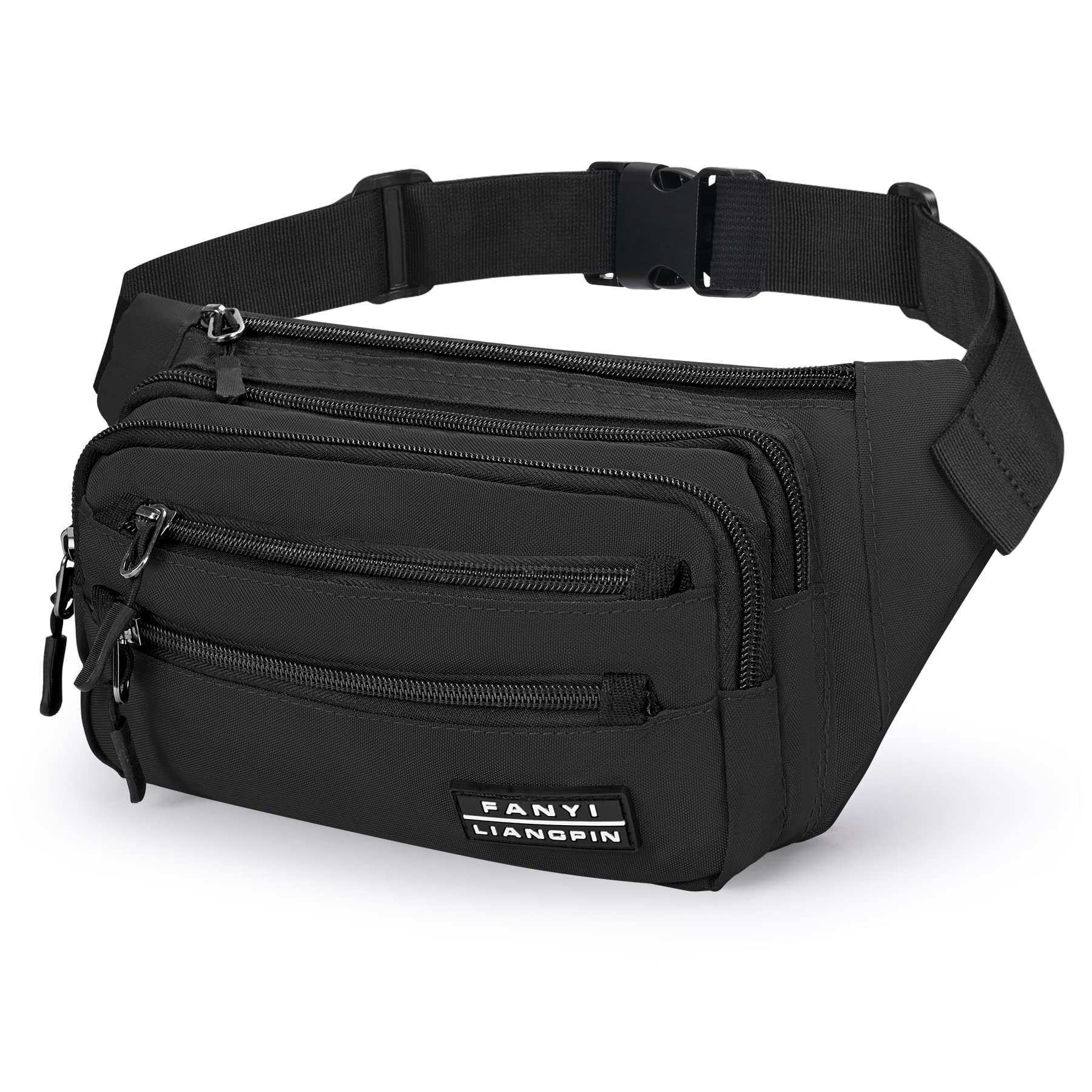 Sarsumir Riñonera Deportiva Riñonera Running para Hombre y Mujer Riñonera con 6 Bolsillos con Cremallera y Cinturón Ajustable para Senderismo Ciclismo Viajes Correr, Negro