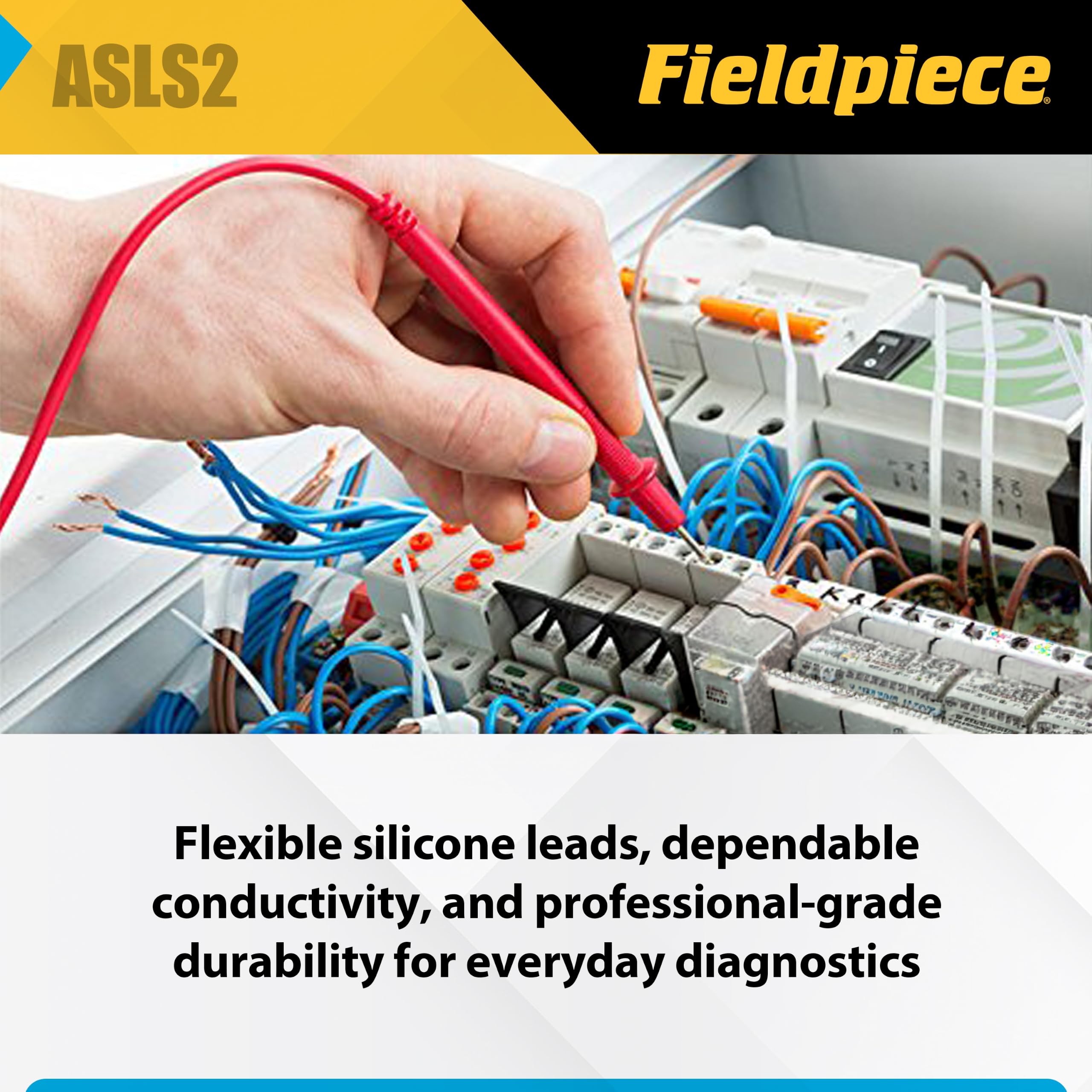 Fieldpiece ASLS2 Silicone Test Leads for HVAC and Electrical Testing - High-Strand Copper Conductors - Flexible Silicone Insulation and Detachable Probe Tips - CAT III & CAT IV Rated — Amazon image 4