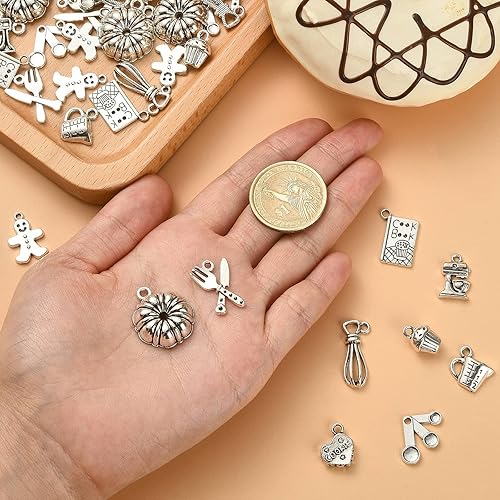 Miniatura 9 de KitBeads 130 dijes del alfabeto de la A a la Z, plata antigua, dijes tibetanos de letras mayúsculas para hacer joyas a granel