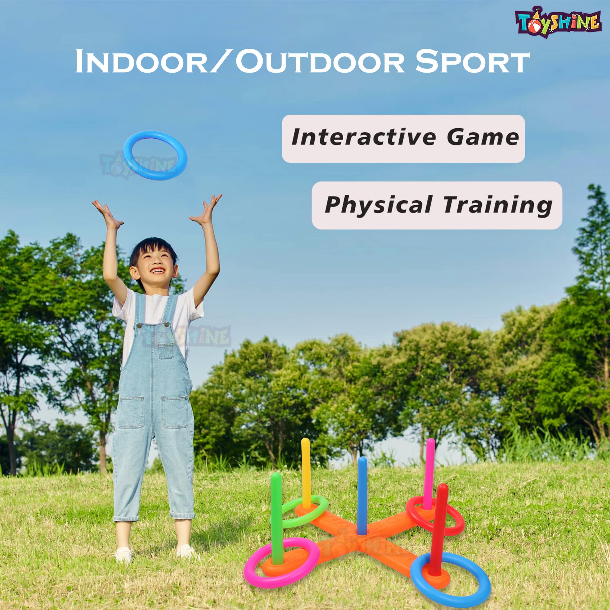 Toyshine Kid's 5 in 1 Sports Set with Bowling Game, Ring Toss