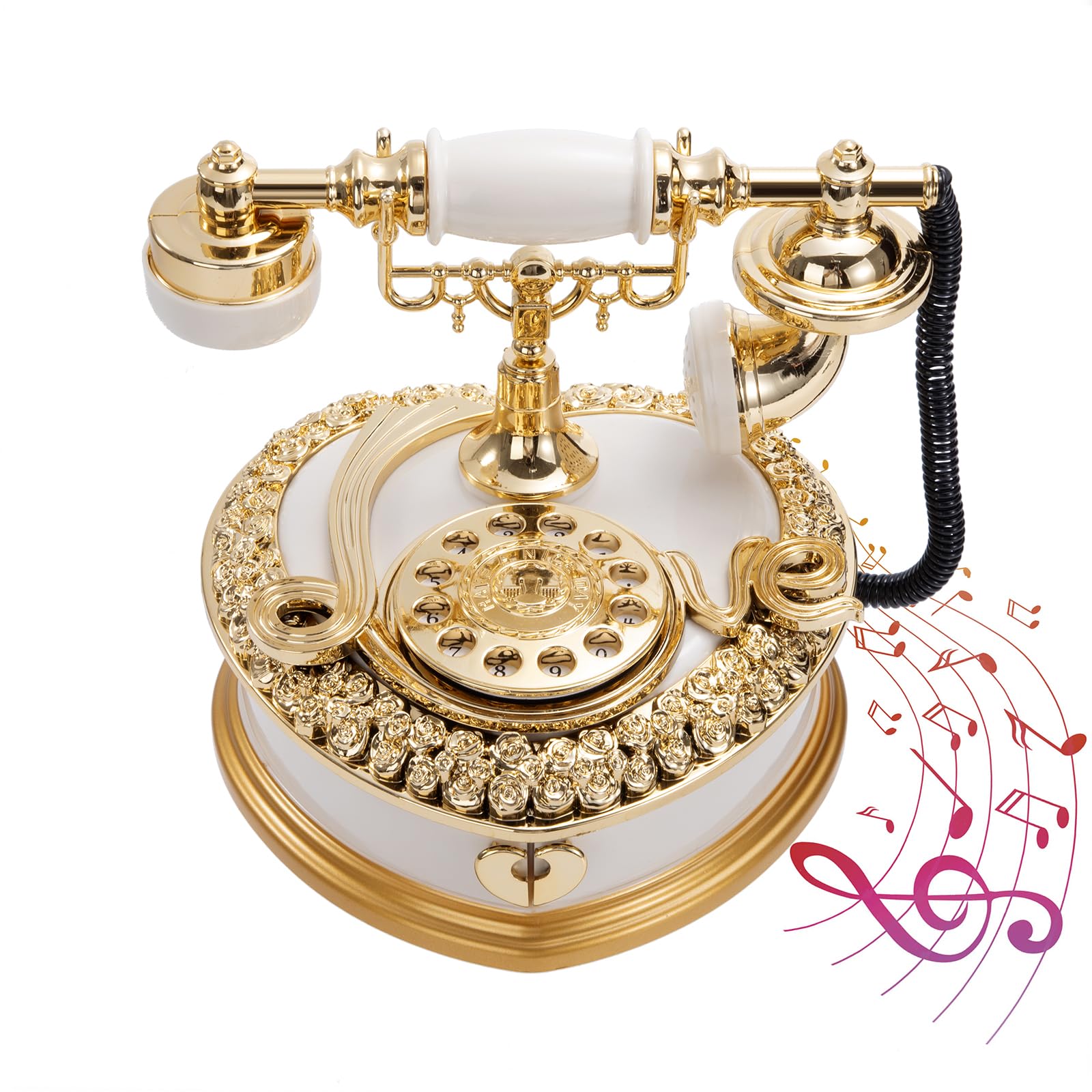 Boîte à Musique Téléphone Filaire Fixe Retro pour Elise Idée Cadeau pour Fête des Mères, Noel, d'anniversaire Original