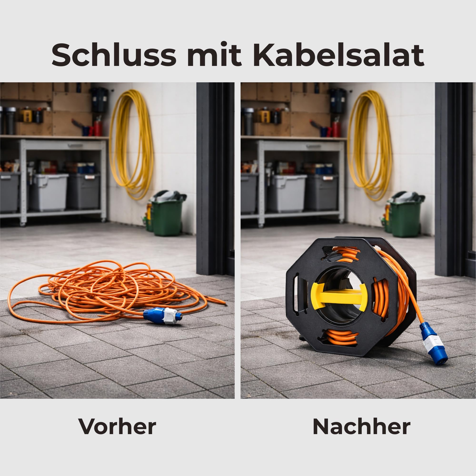 Kabeltrommel leer 25 m, leichte Handkabeltrommel mit Kurbel, Kabelaufroller für Verlängerungskabel, Camping, Wohnwagen, Garten & Gartenschlauch, mobile Kabelrolle zum Aufwickeln