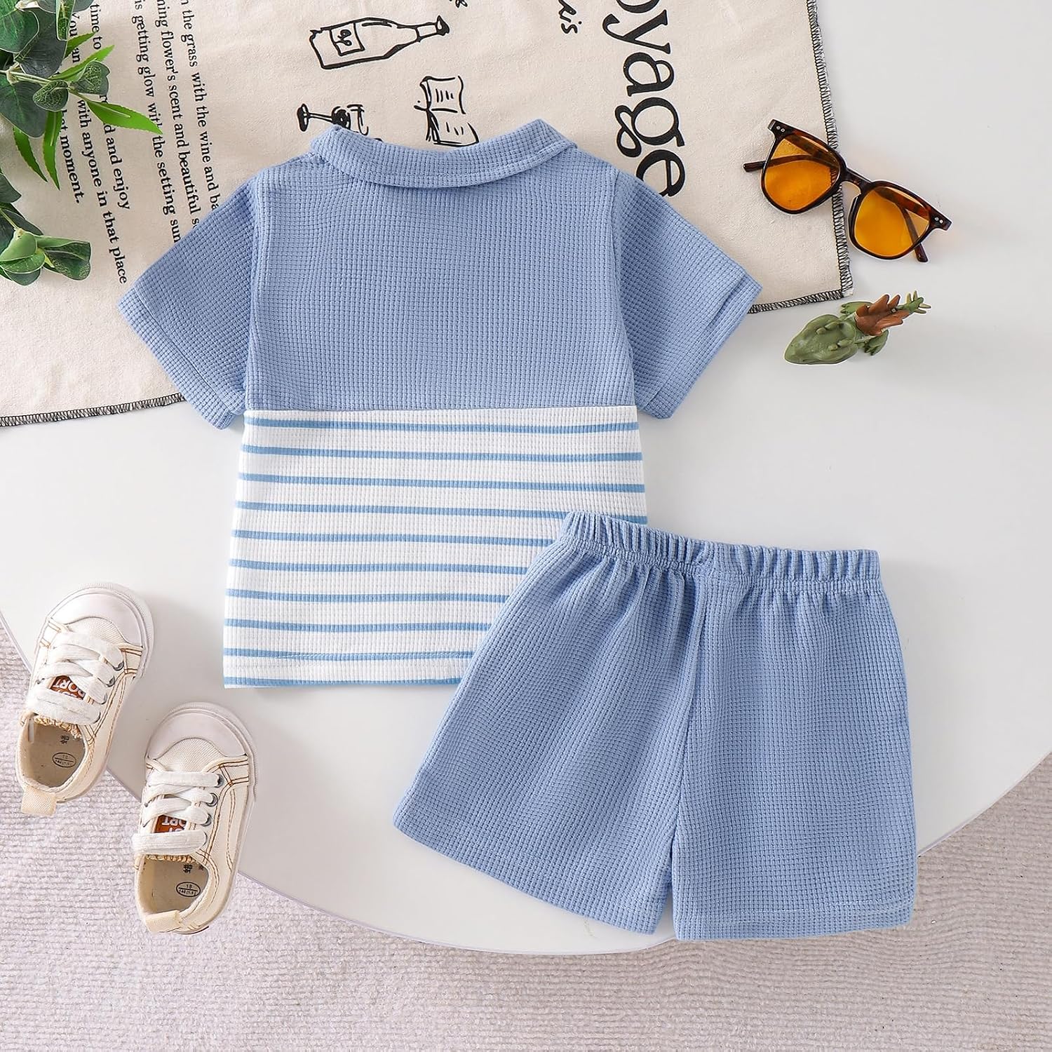 Toddler Baby Boy Clothes Summer Outfits Short Sleeve Striped Collared Shirt Shorts Kids Casual 2 Piece Set 1-5 Years