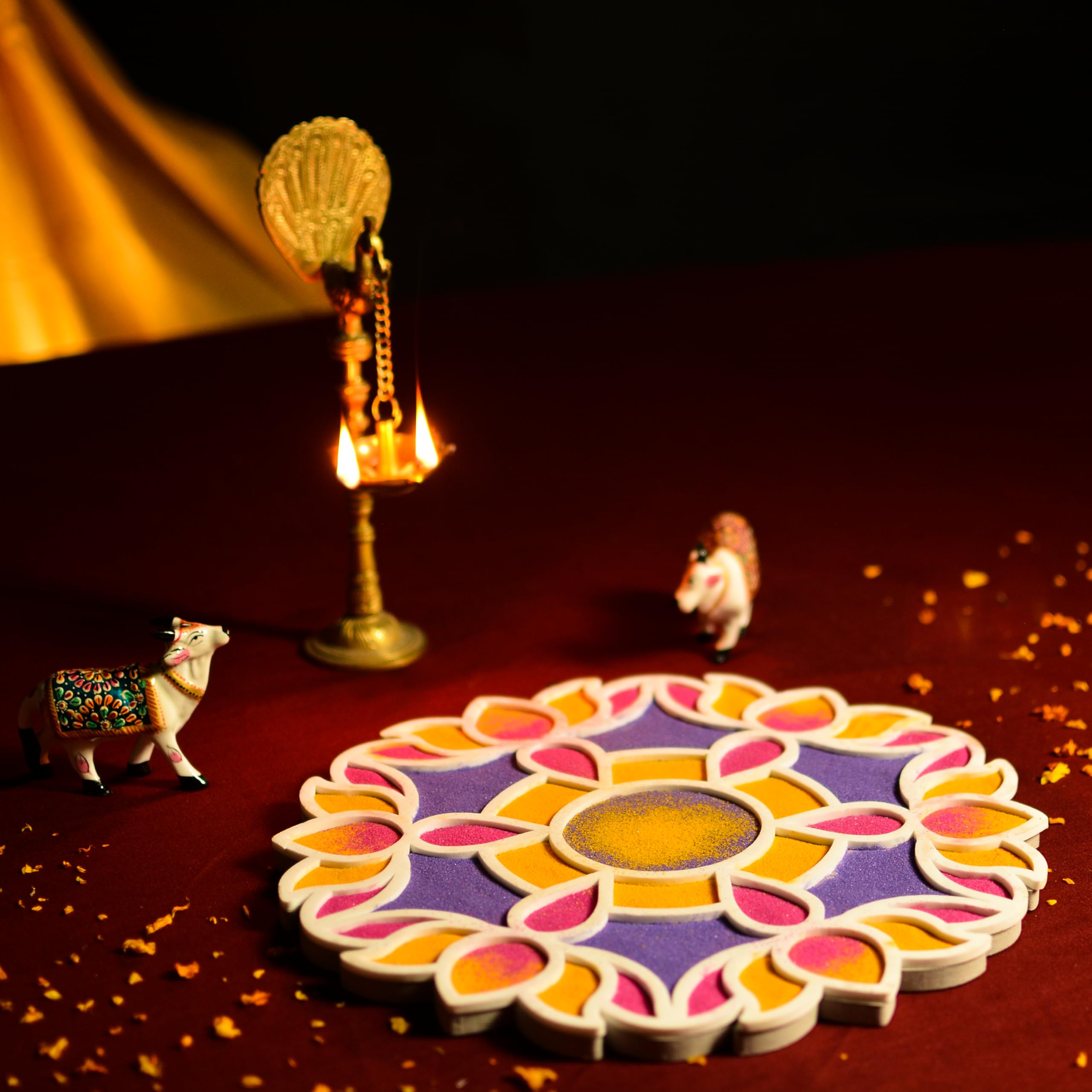 Island Rangoli 11'' Ananta Design Rangoli Template for Diwali décor | Festive décor Rangoli | Floor Art | Floating Rangoli | 3D Rangoli (11 inches)