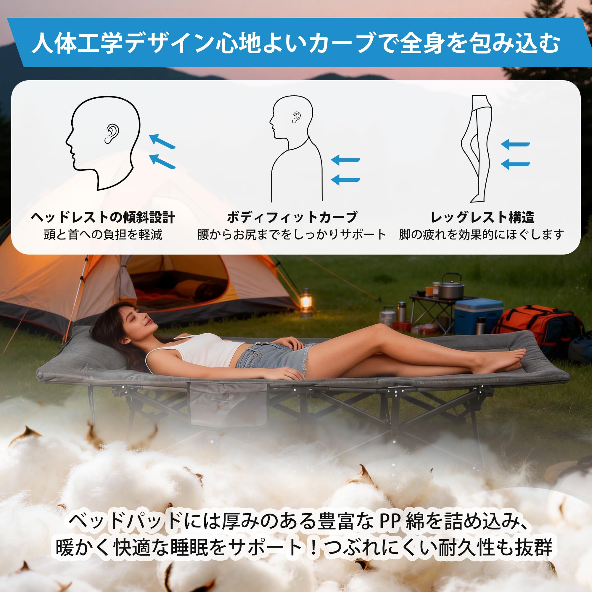 DOD アウトドアコット 120kg耐荷重 Amazon.co.jp: コット キャンプ 120KG 高耐荷重 キャンプ コット