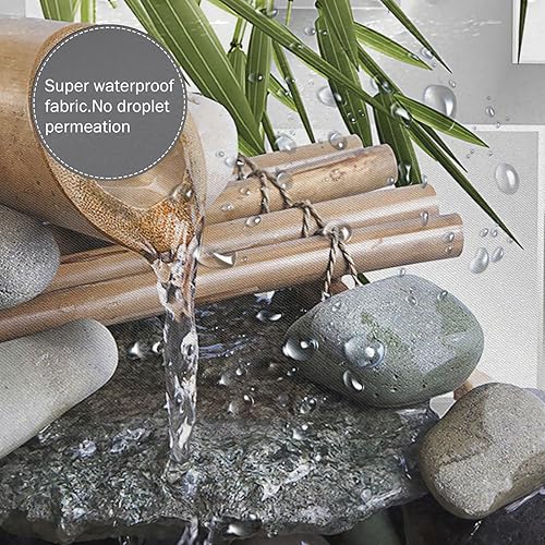 Miniatura 6 de Tijuboni Cortina de ducha de spa, cortina de ducha de bambú verde de piedra zen, cortina de ducha de meditación, decoración de baño, juego de