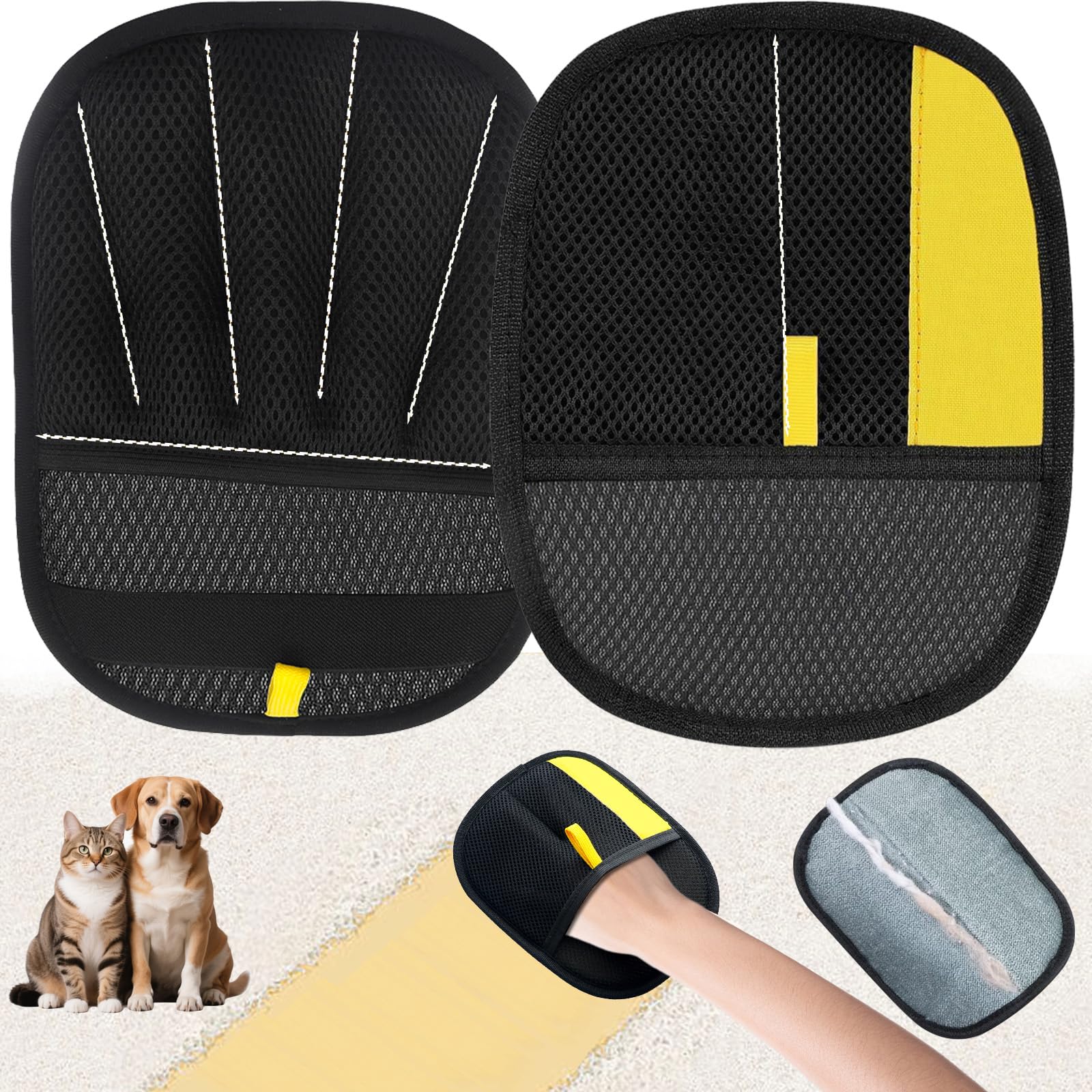 CUSUA 2 Pcs Electrostatic Pet Hair Removal Glove, 2025 Newly Magic Brush Pet Hair Remover for Dogs & Cats, Reusable Animal Fur Grooming Tool for
