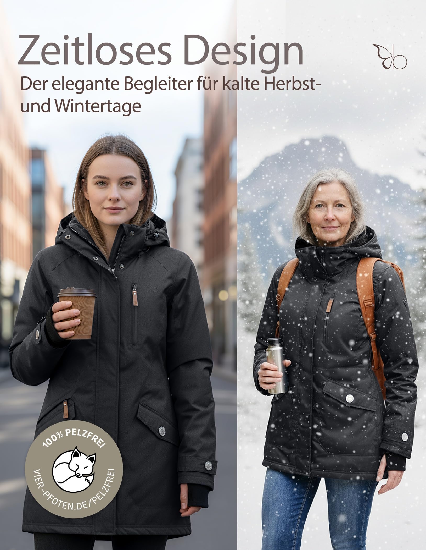 berydale Winterjacke Damen Parka I Warme Übergangsjacke Damen I Atmungsaktiv, Wind- und Wasserdicht I Wintermantel mit Thermowattierung
