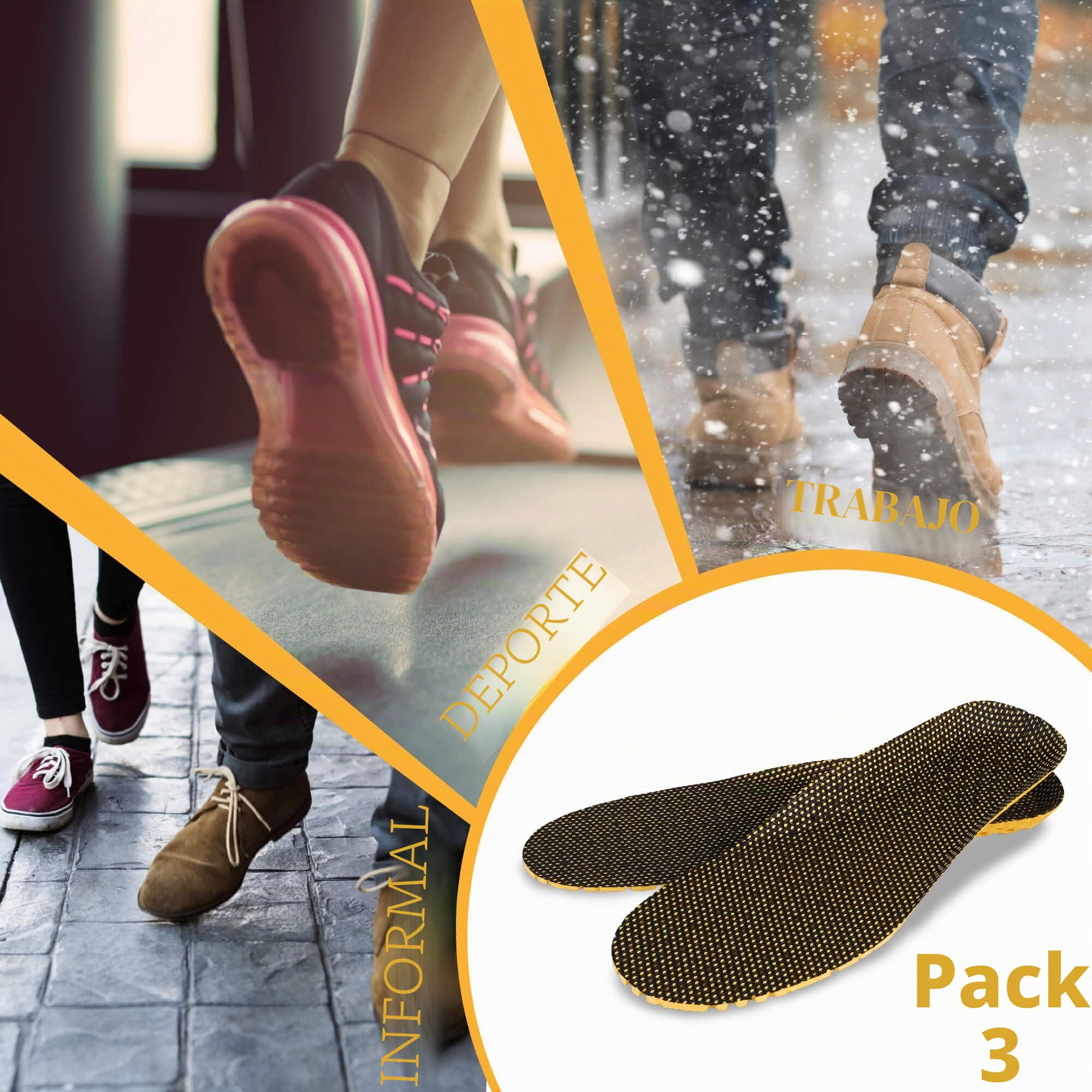 SULPO Plantillas Deportivas Amortiguación Adicional 3 Pares Talla 41-46