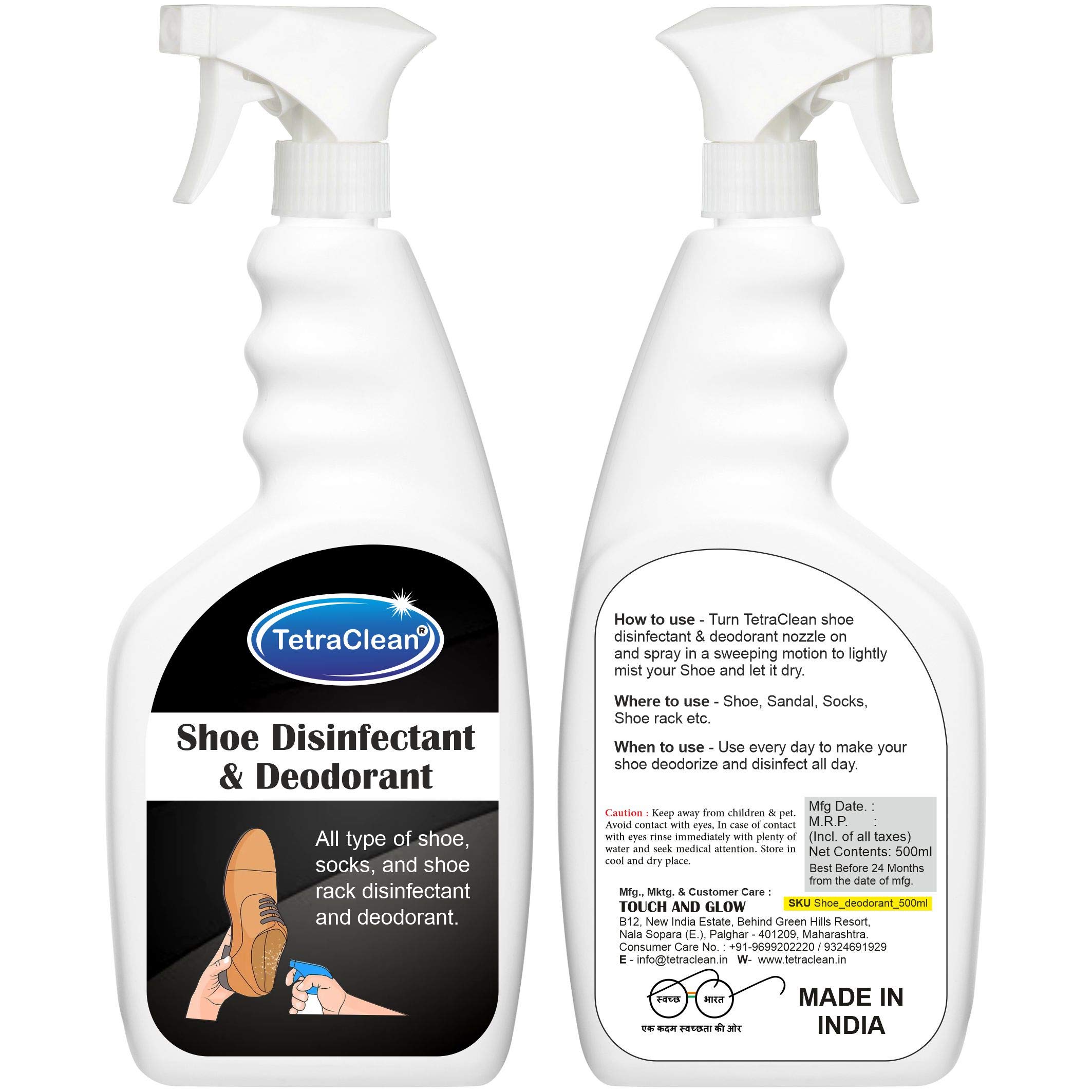 Tetraclean Deodorizer and Disinfectant Spray for All Types of Shoes, Socks and Shoe Racks | For Home & Commercial Use, (500 ML) 2