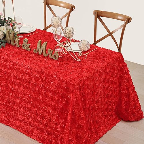 Miniatura 2 de Mantel rectangular con diseño de rosetas 3D de satén para decoración de boda