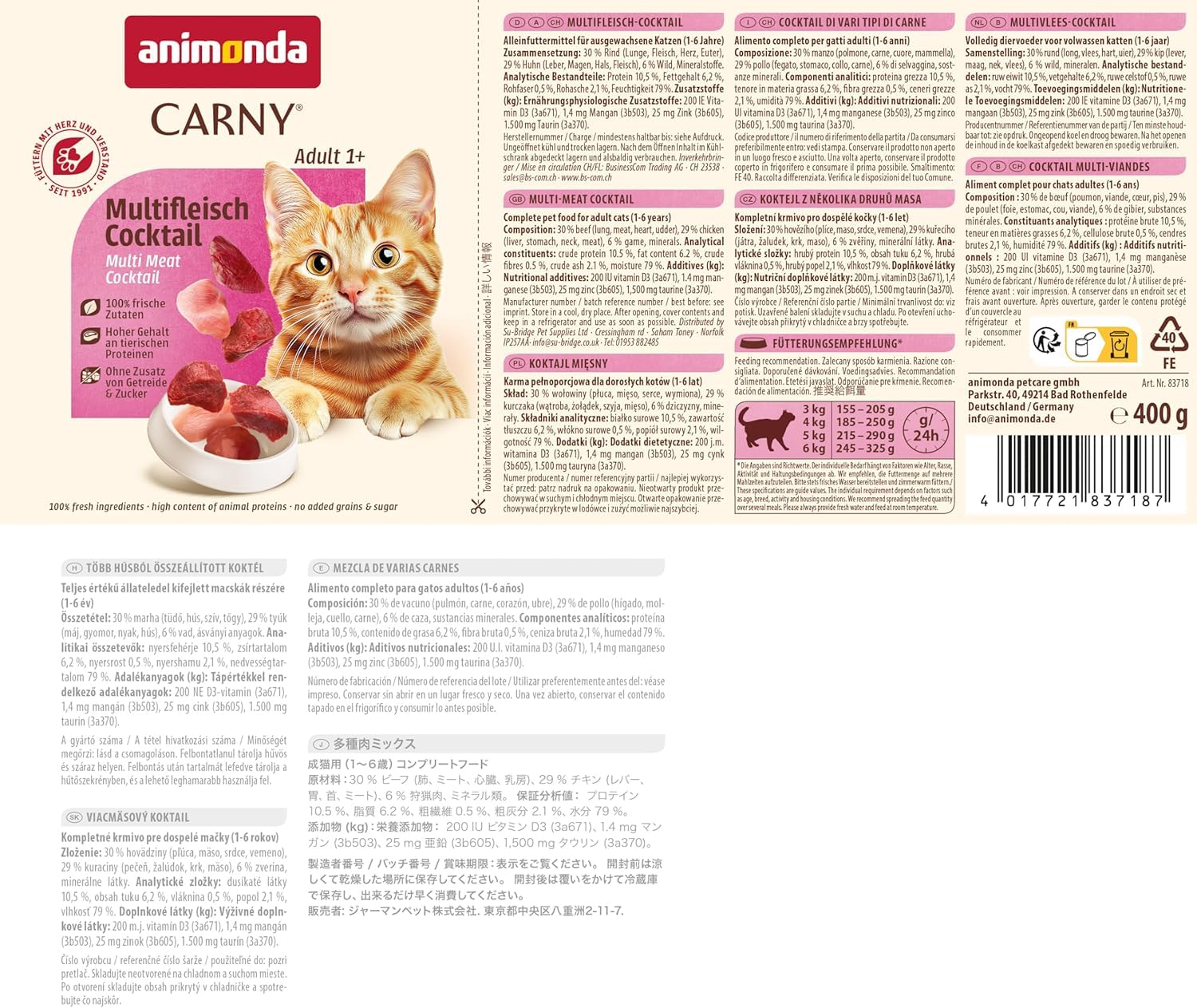 animonda Carny Adult, cibo umido per gatti, Varietà Forte 12 x 400 g