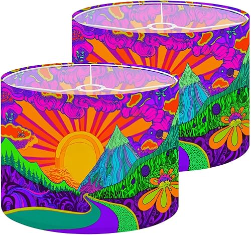 Miniatura 19 de Juego de 2 pantallas de lámpara grunge retro con notas musicales musicales para lámparas de pie, lámparas de mesa, lámparas de mesa, 11 x 11 x 8.9