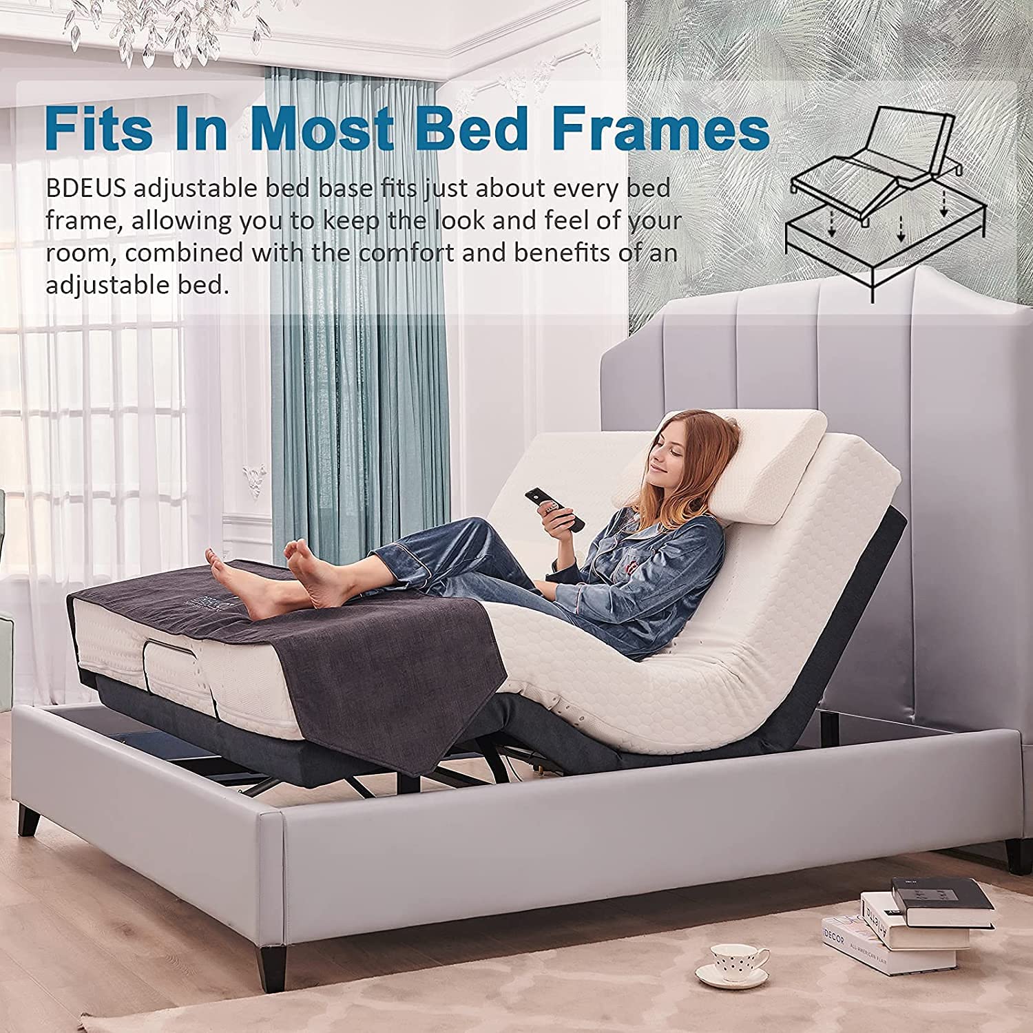 Buy BDEUS Adjustable Bed Frame, Smart Electric Adjustable Bed Base with