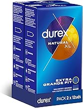 Durex Original Condoms Natural Plus Size XL 12x2-24 Condoms Larger