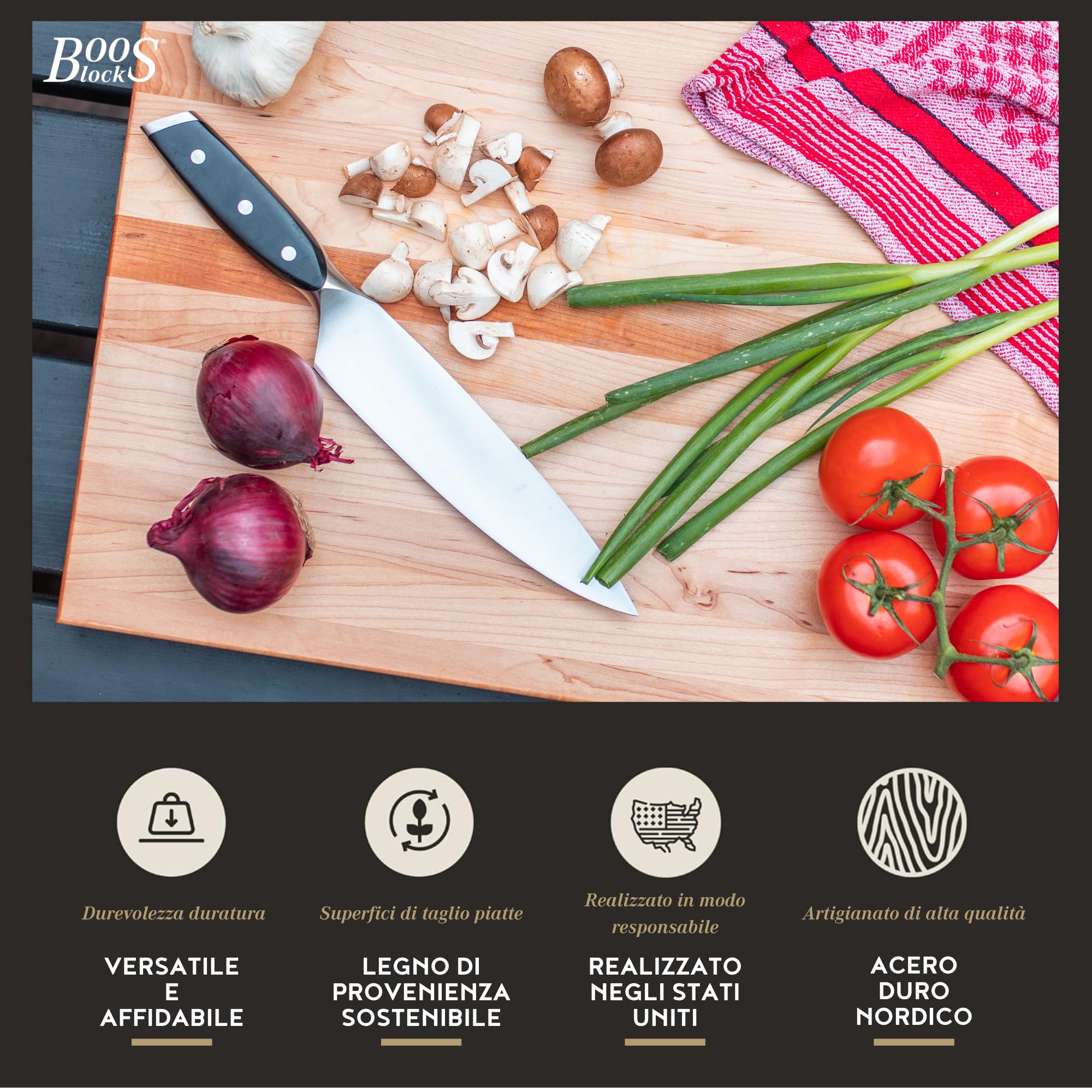 Boos Block Tagliere In Legno Di Acero Duro Nordamericano - 51 x 38 x 3 cm | Tagliere Noce - Tagliere Da Cucina Professionale - Tagliere Antibatterico