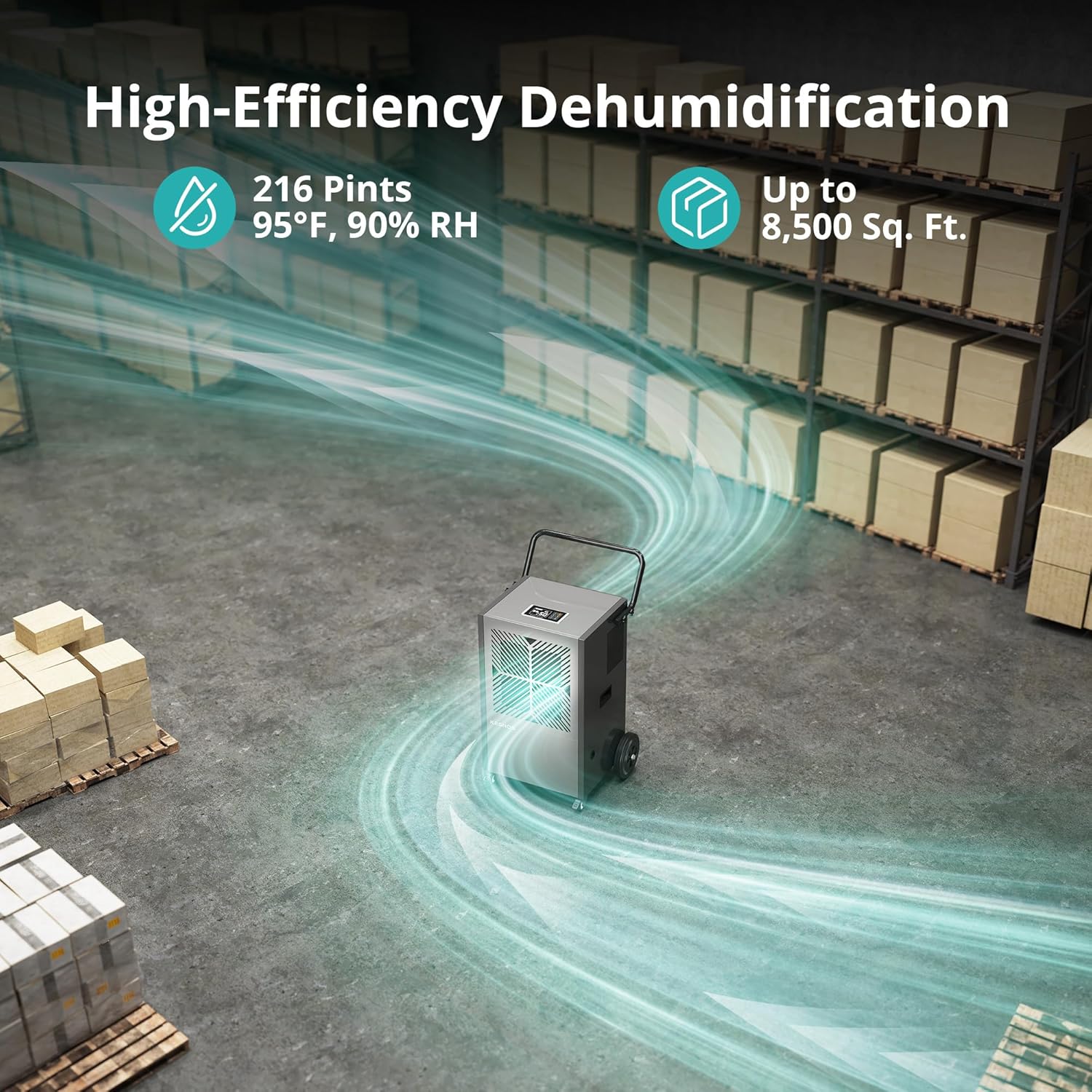 Kesnos 216 Pints Commercial Dehumidifier with Pump – Dehumidifier with Drain Hose and 24 Hr Timer in Large Space Up to 8500 Sq. Ft. – Ideal for Basements, Industrial Spaces and Job...