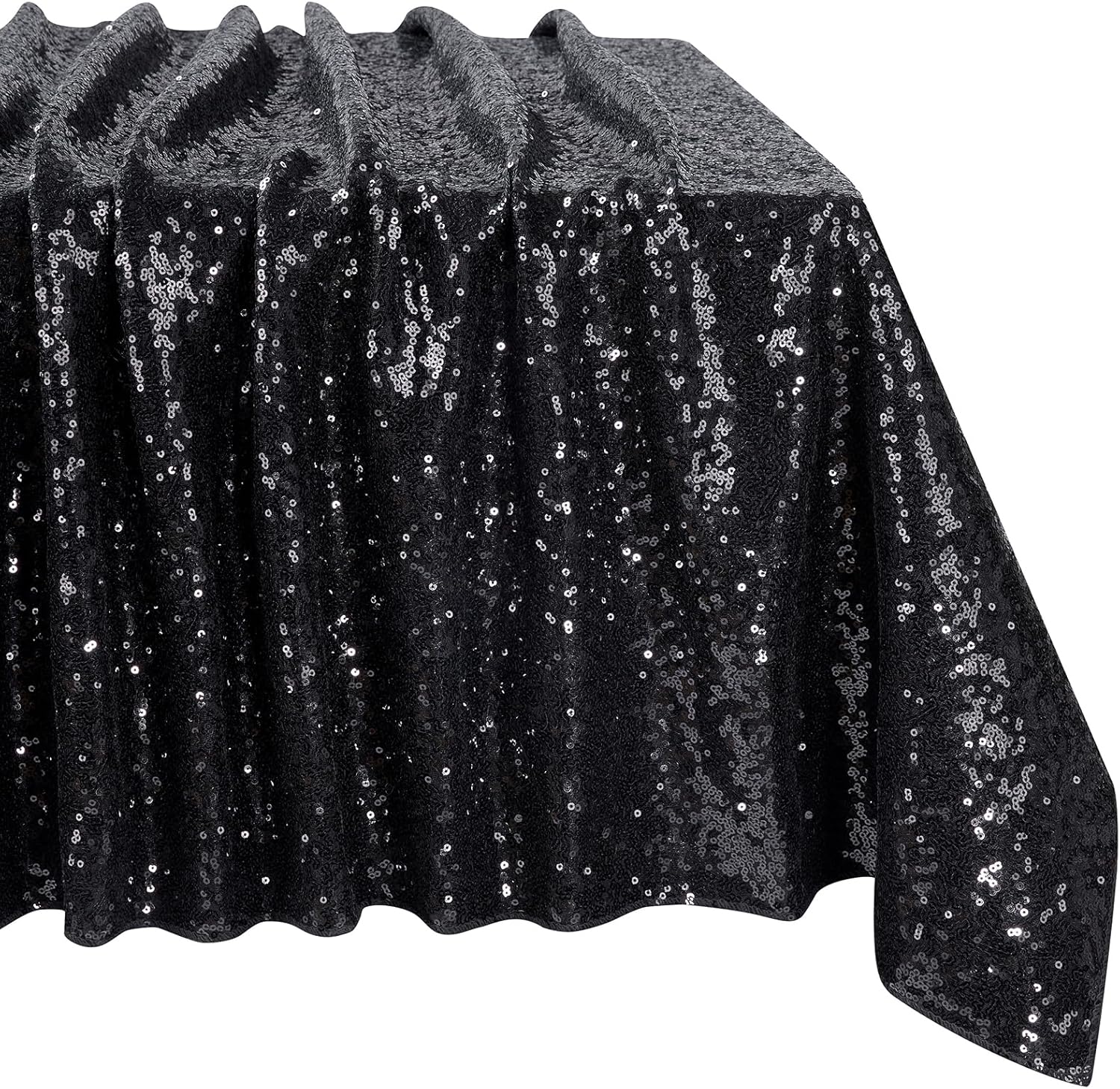 MoKoHouse Black Tablecloth Rectangle 60" x 102" Glitter Table Cloth Sequin Fabric for Halloween Party Wedding Ceremony Cake Dessert Table Decorations Black 60" x 102" (Rectangular)