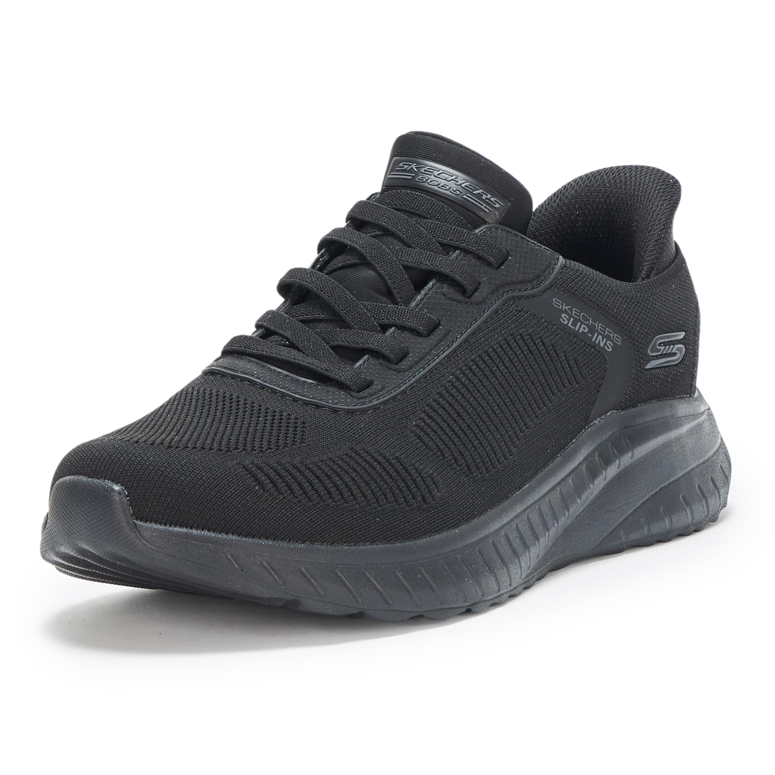 Skechers Herren Bobs Squad Chaos Solid Step Slip-InTurnschuhe, Black Knit, 49.5 EU