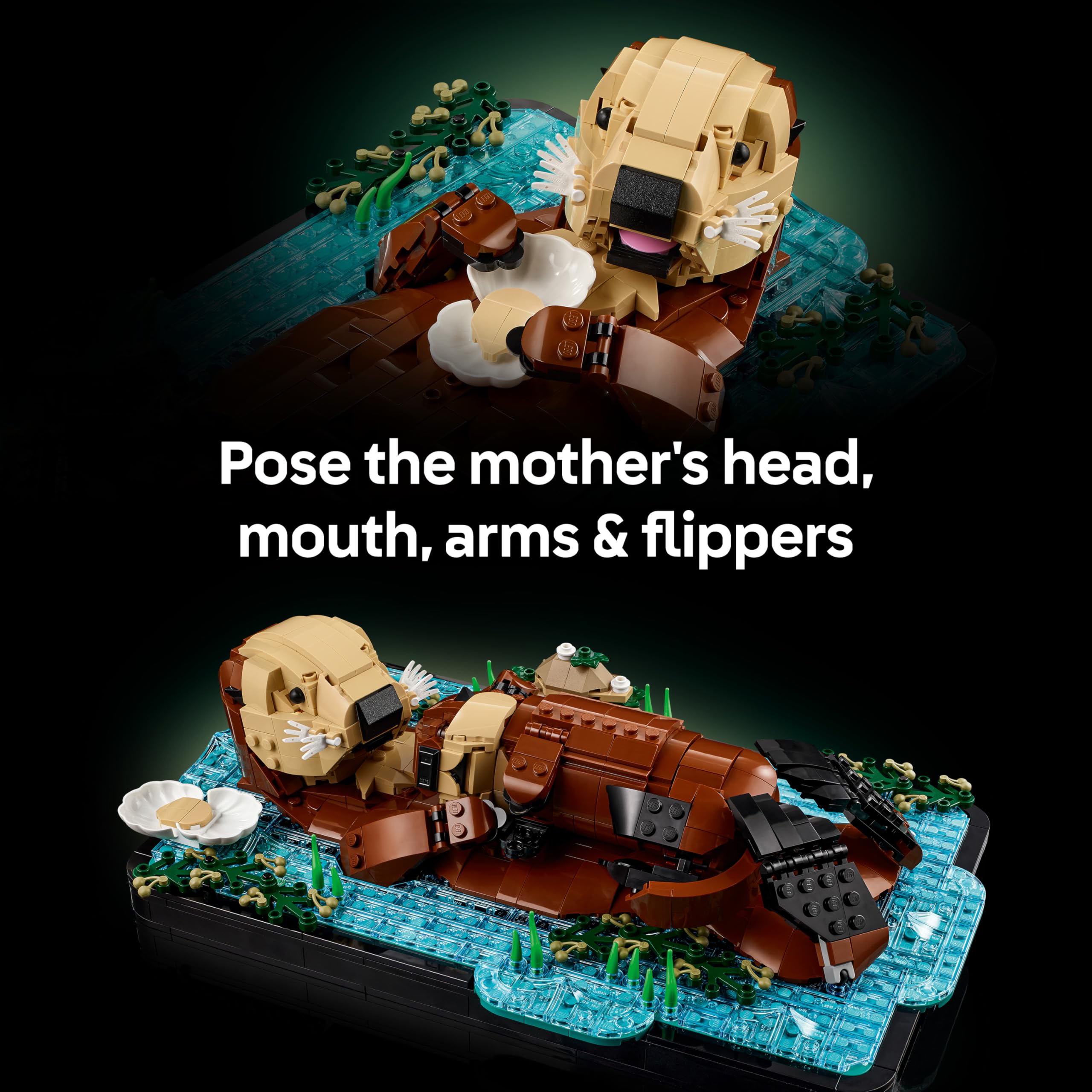 LEGO Ideas Floating Sea Otters, Building Set for Adults, 3D Display Model w/Otter & Pup Animal Figures - Image 4