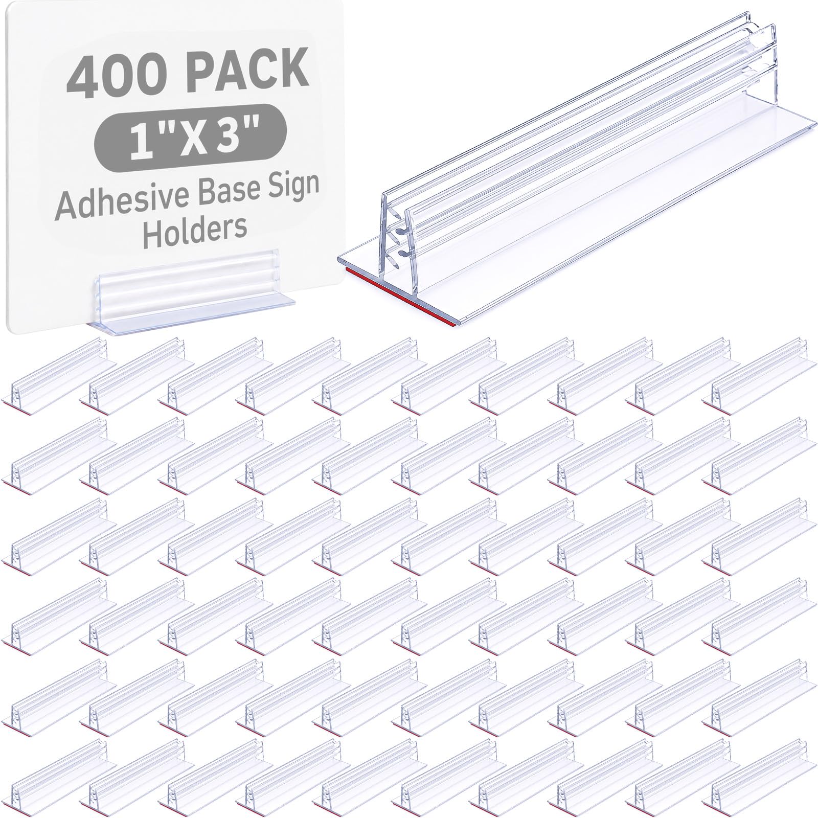 Fulmoon 200 soportes para carteles, base adhesiva, múltiples usos para mostradores, almacenes, soportes de base con adhesivo fuerte (1 x 6 pulgadas)