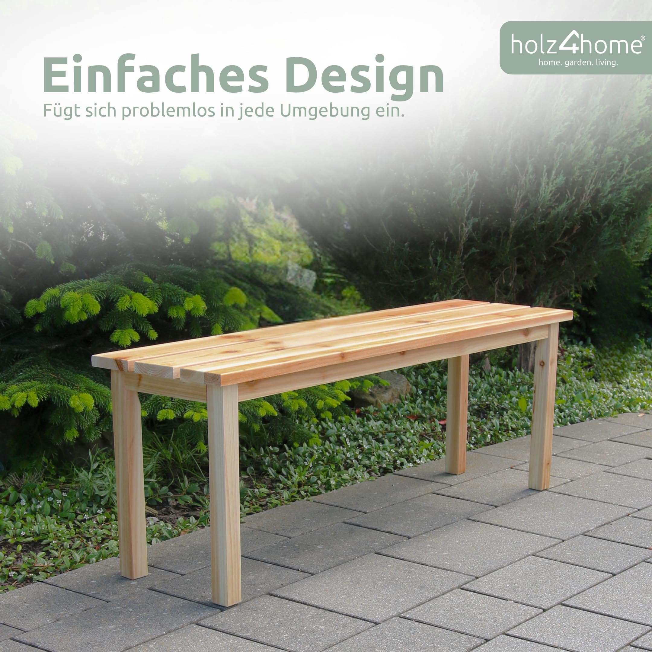 holz4home® Gartenbank Holzbank Natur Hell I Kleine Bank ohne Lehne I Parkbank 2-3 Sitzplätze für Terrasse Garten Balkon I Für Kinder & Erwachsene