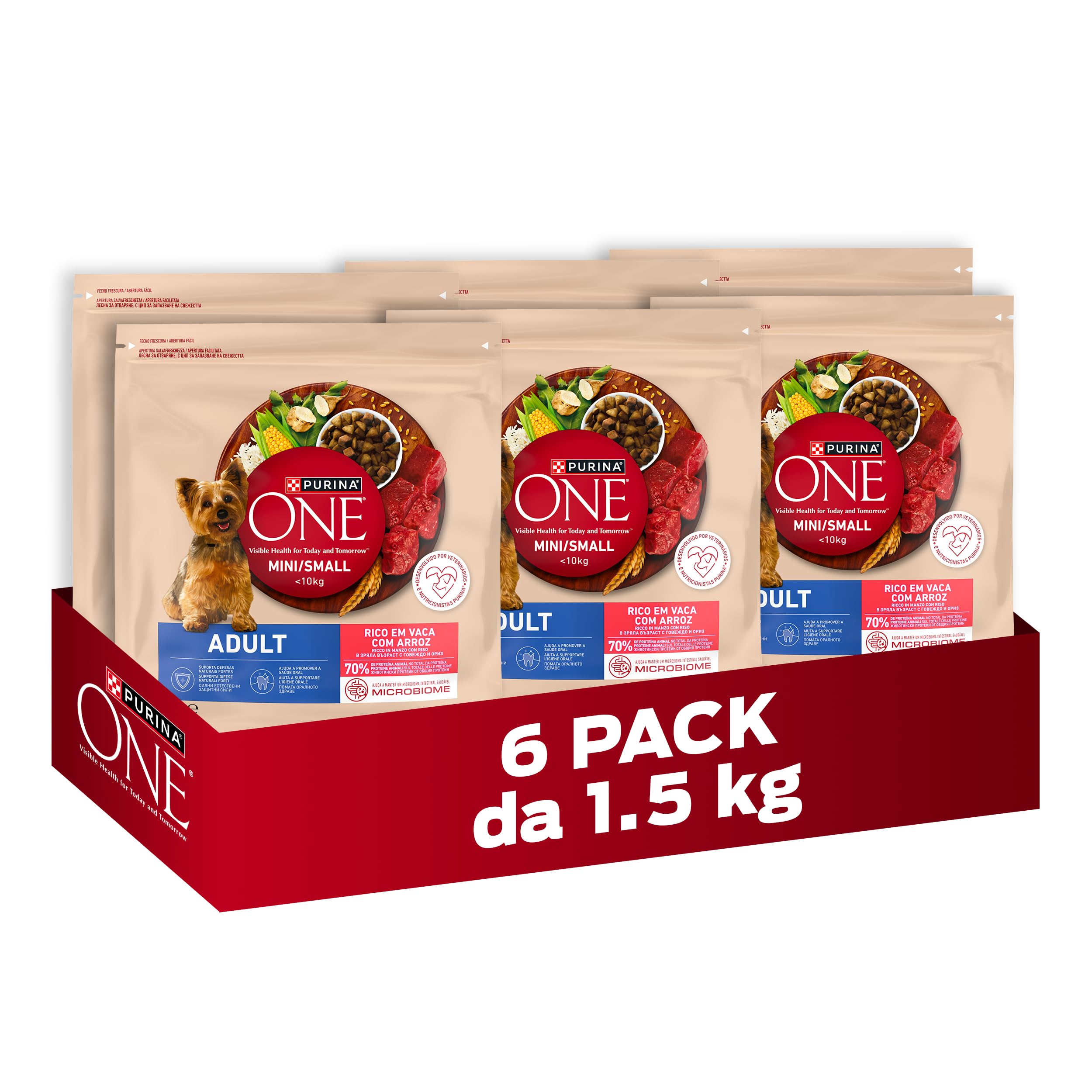 PURINA ONE Small Mini < 10kg Cibo per cani adulti con manzo e riso 1,5kg