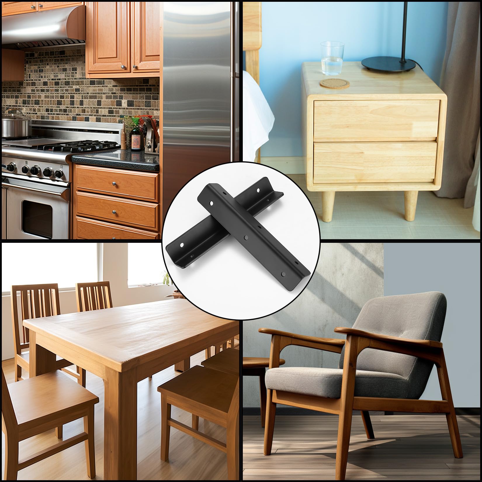 Connettore ad Angolo in L, 4 pz Connettore Ad Angolo Perforato, 90 Gradi Staffa Angolare, Rinforzo Resistente Per Legno, per Rinforzi, Riparazioni, Tavoli, Armadi, Mobili - 190x30x30mm