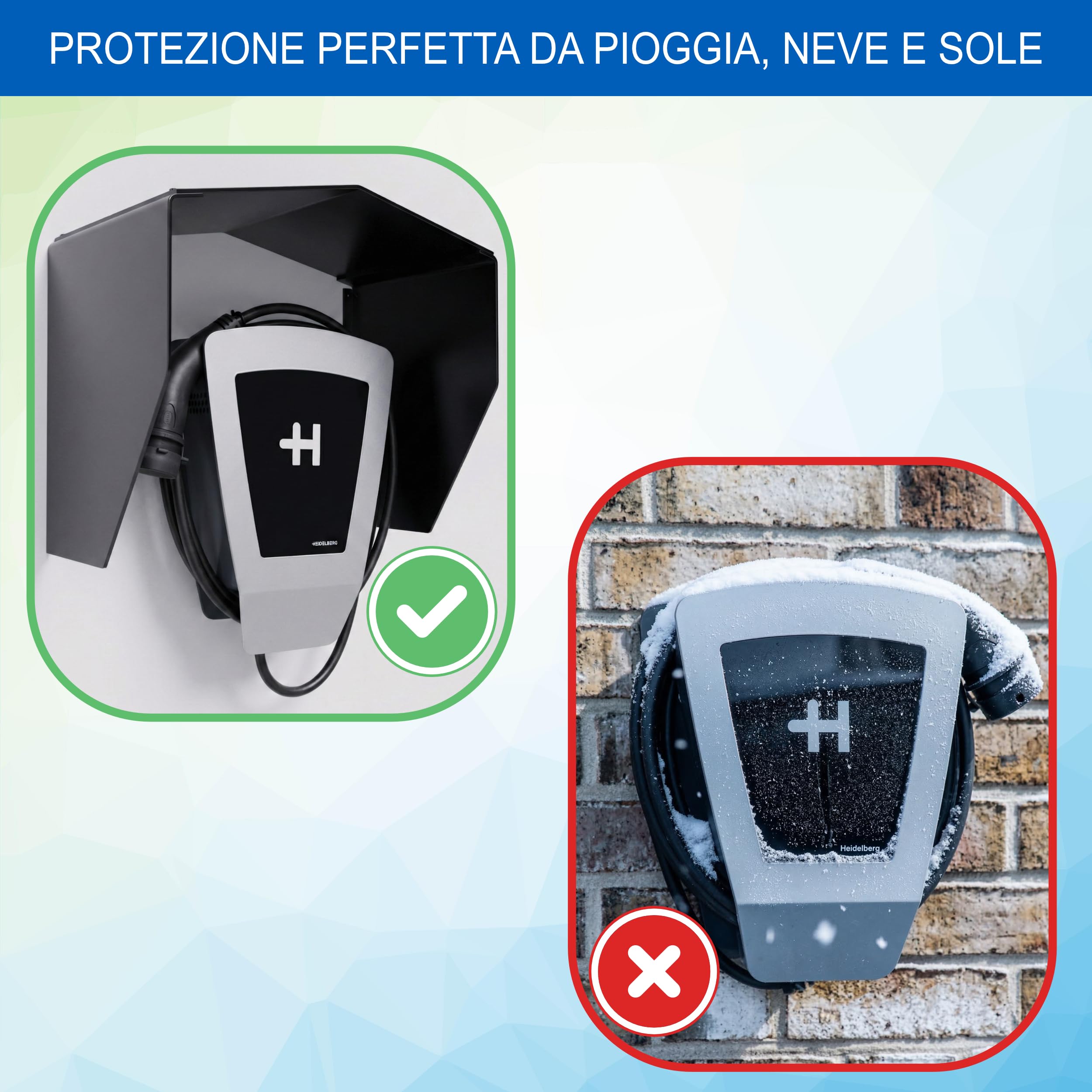 Protezione per wallbox in acciaio inossidabile • Tetto protettivo per la copertura della wallbox • Tetto protettivo da pioggia e sole per la stazione di ricarica EV
