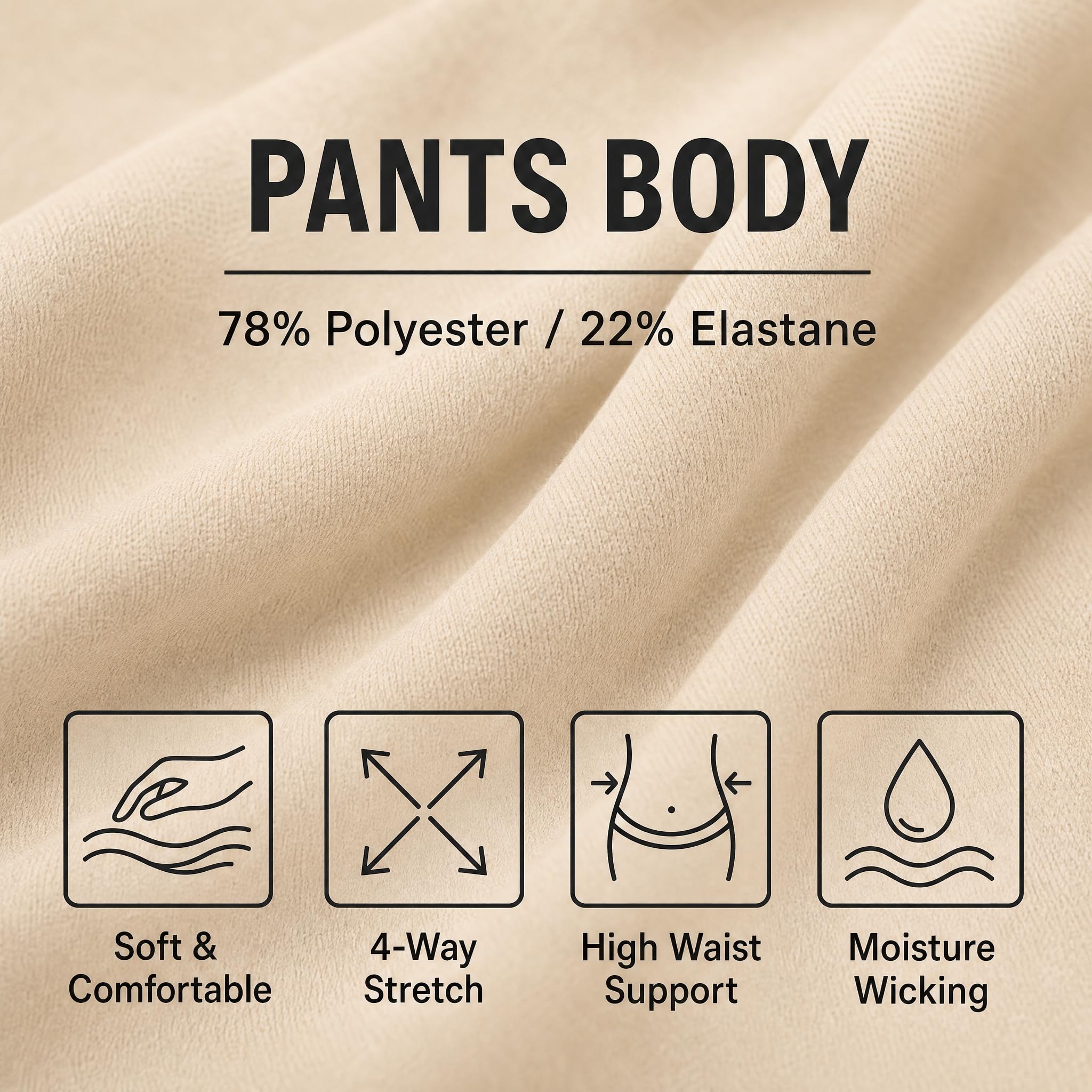 Cichic Umklappbare Yogahose mit geradem Bein, ohne Vordernaht, ultraweicher Lumastretch-Stoff, Umstands-Workout-Hose