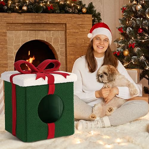 Miniatura 5 de Camas navideñas para gatos de interior, tienda de campaña para gatos de Navidad, cama para gatos, cueva para mascotas, extraíble, cómoda, cálida,
