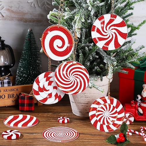 Miniatura 5 de BBTO 15 piezas de llavero de arte de diamantes de caramelo de Navidad, adornos de arte de diamantes de Navidad para niños, manualidades de Navidad,