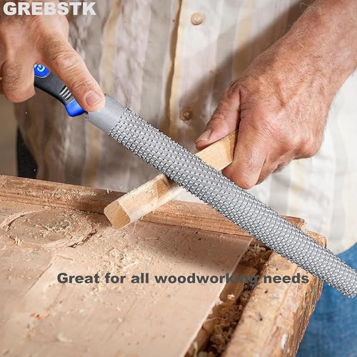Miniatura 6 de GREBSTK Juego de limas de madera de 8 pulgadas con agarre de goma, raspadora de madera de corte de curso de madera, juego de 3 piezas, redonda,