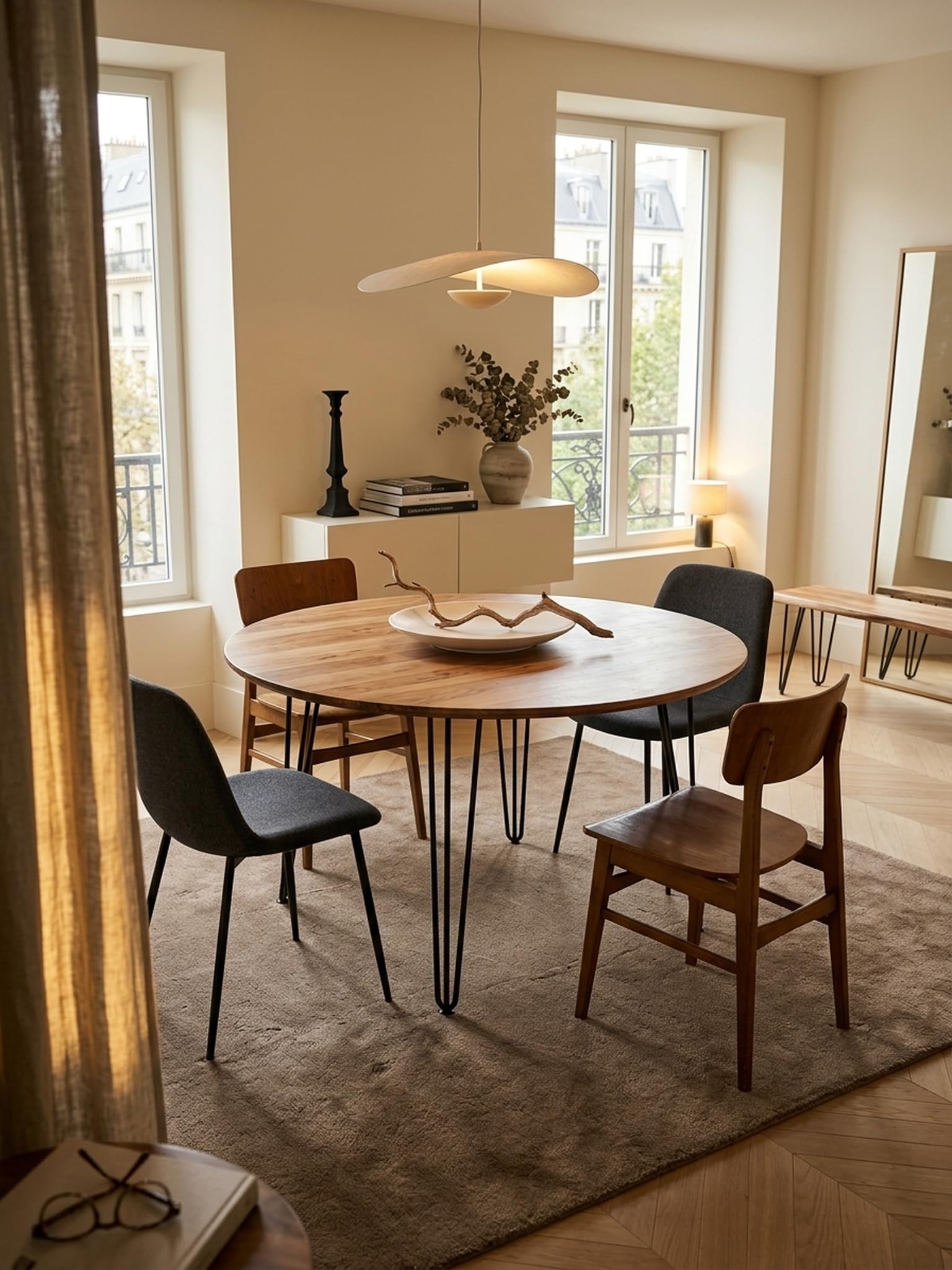 Tavolo da pranzo di design BAGLI rotondo Ø 120 x 78 cm Sheesham legno massello | tavolo da pranzo marrone | tavolo per sala da pranzo tavolo cucina 4 persone