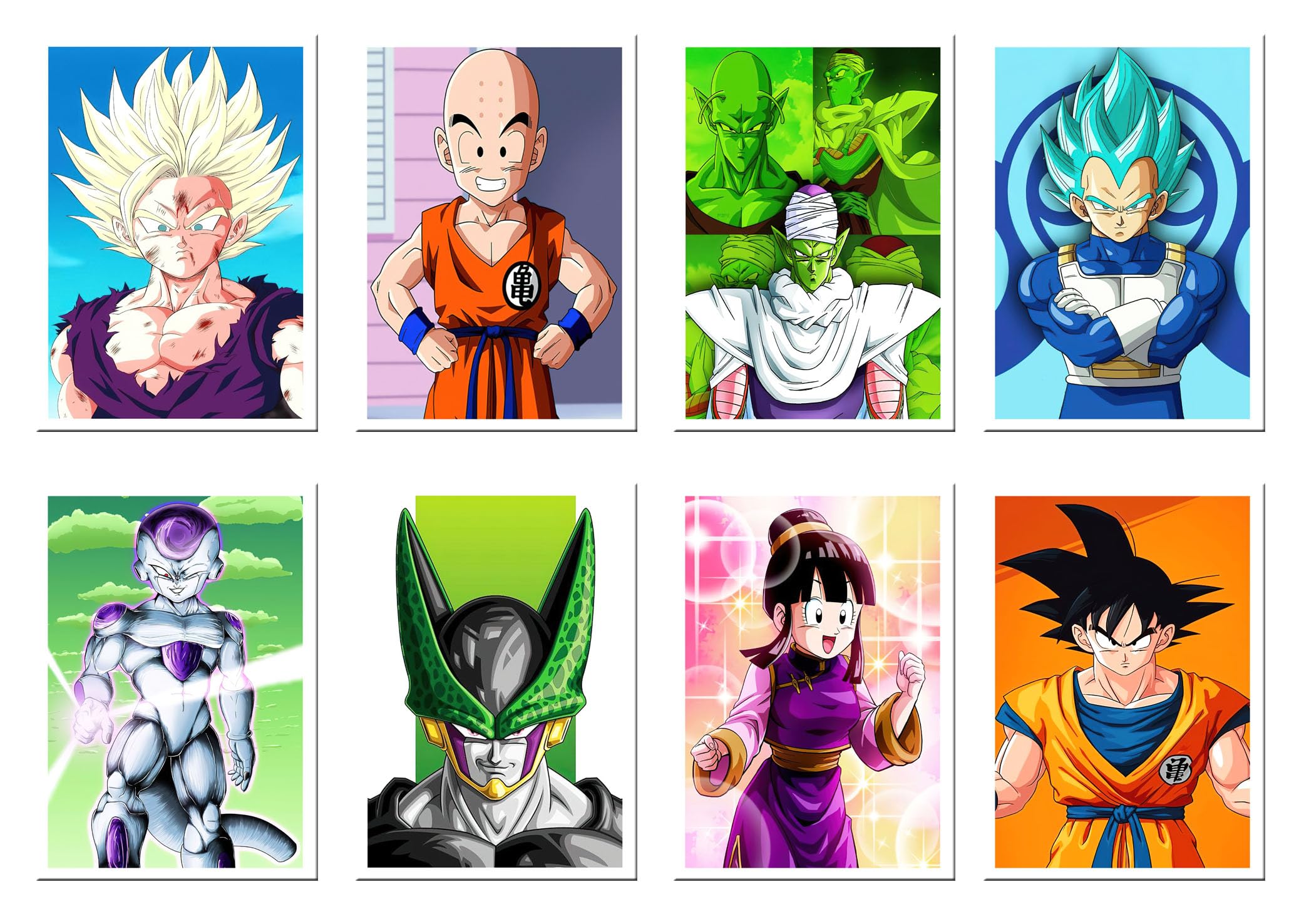 DKORARTE Set 8 poster A4 Dragon, Goku, Vegeta, Ball Z, 29,7 x 21 cm : DKORARTE