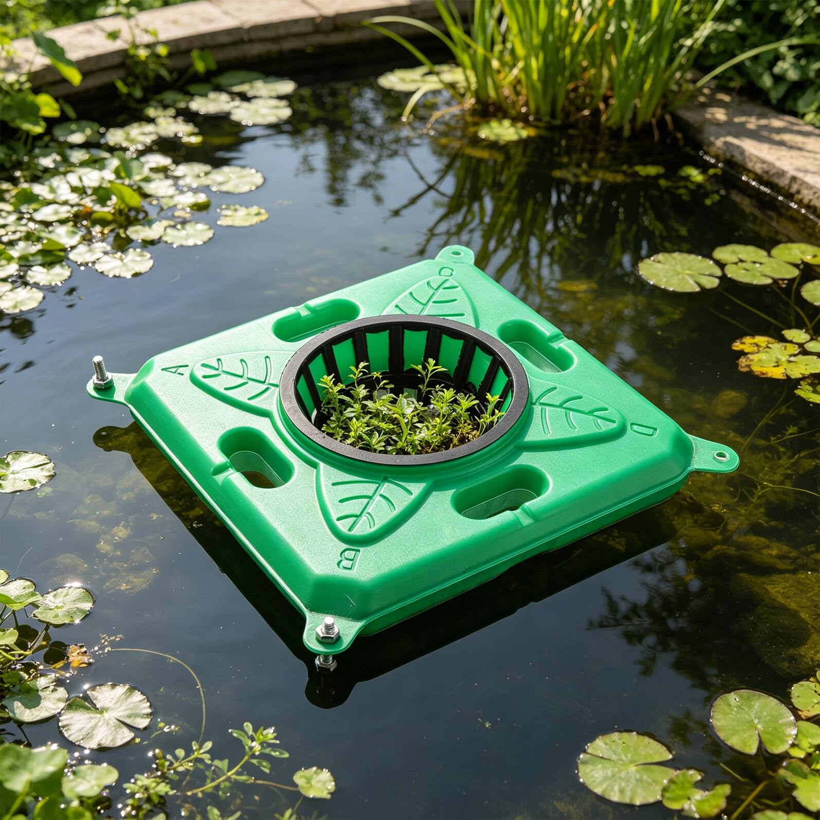 BETOOKY 2 Set Fioriere Galleggianti per Laghetto Grandi Isola Galleggiante per Piante Acquatiche Vaso Ecologico Quadrato per Laghi e Acquari Resistente e Facile da Montare
