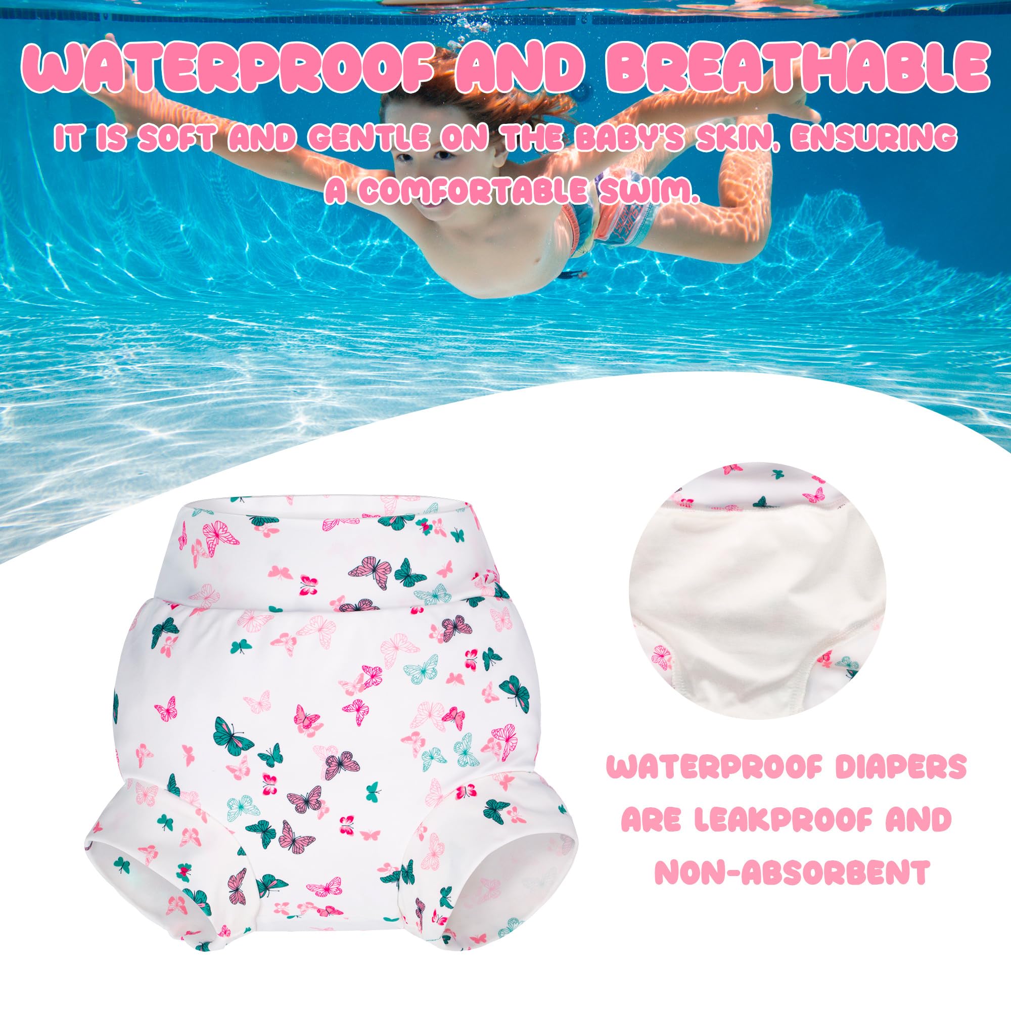 BIG ELEPHANT – couches de natation pour bébé, 3 pièces, réutilisables, réglables, lavables, imperméables, pour garçons et filles, 3 ans